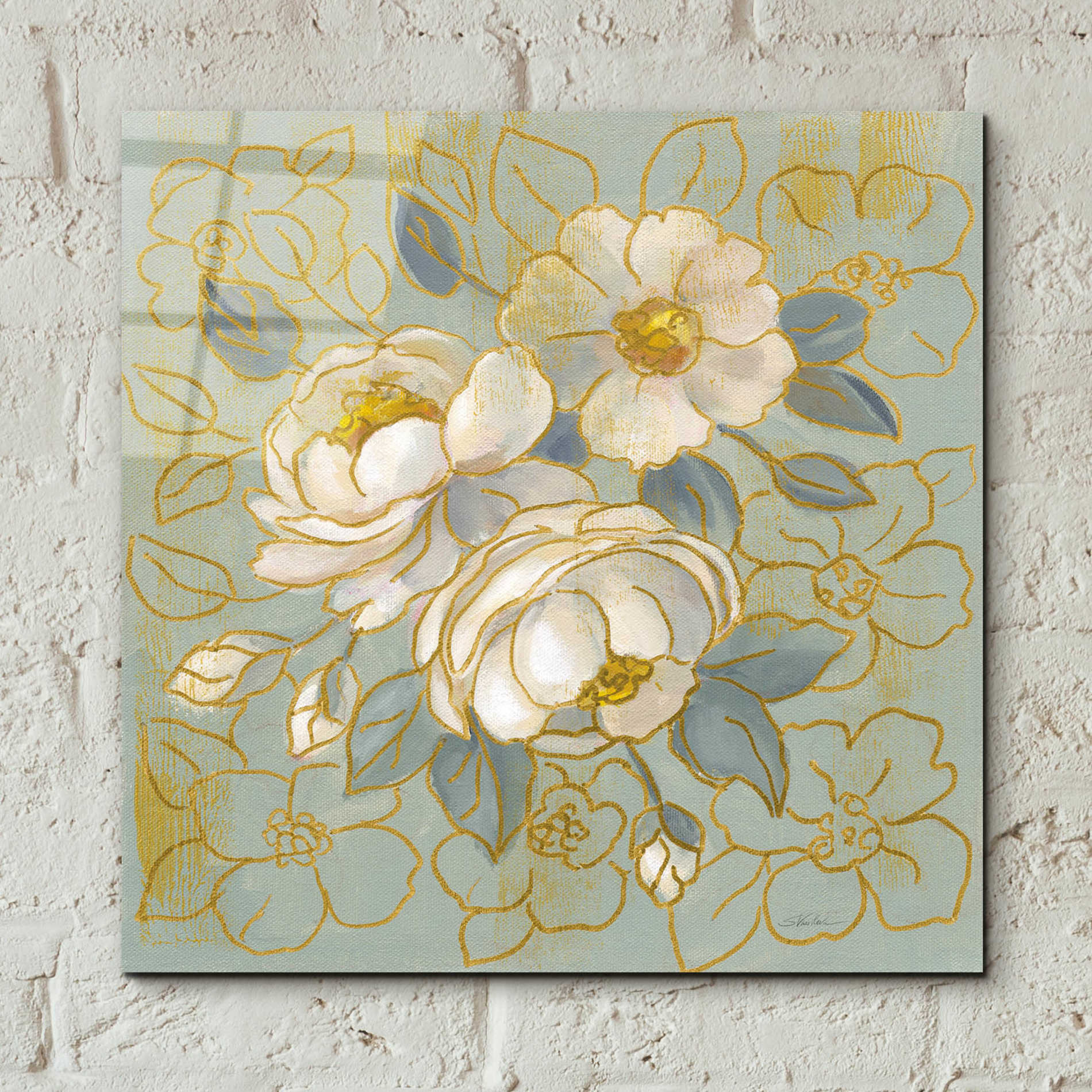 Epic Art 'Sage Floral I' by Silvia Vassileva, Acrylic Glass Wall Art,12x12