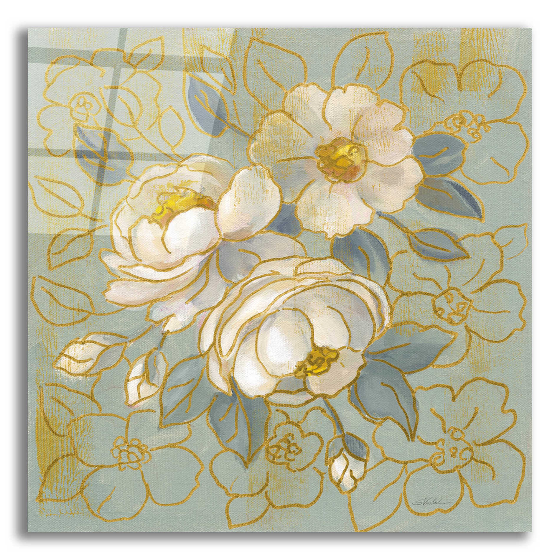 Epic Art 'Sage Floral I' by Silvia Vassileva, Acrylic Glass Wall Art,12x12