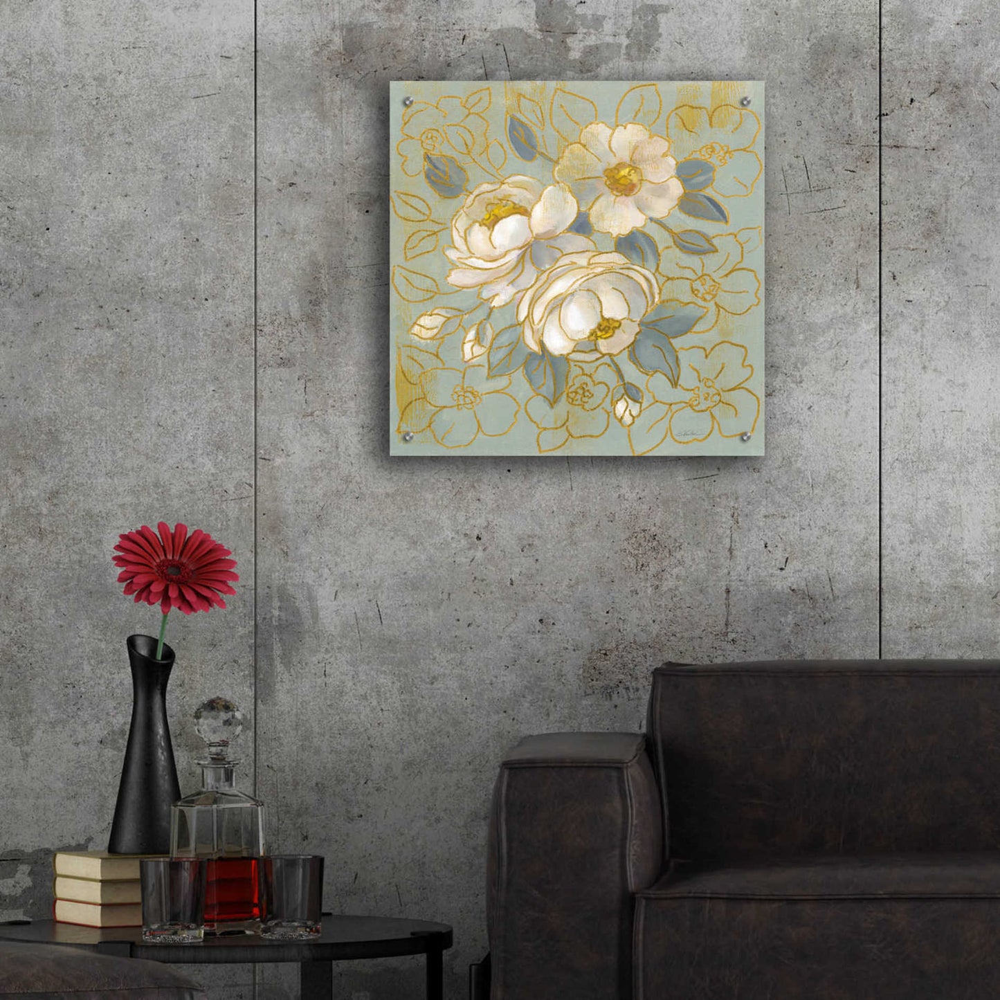 Epic Art 'Sage Floral I' by Silvia Vassileva, Acrylic Glass Wall Art,24x24