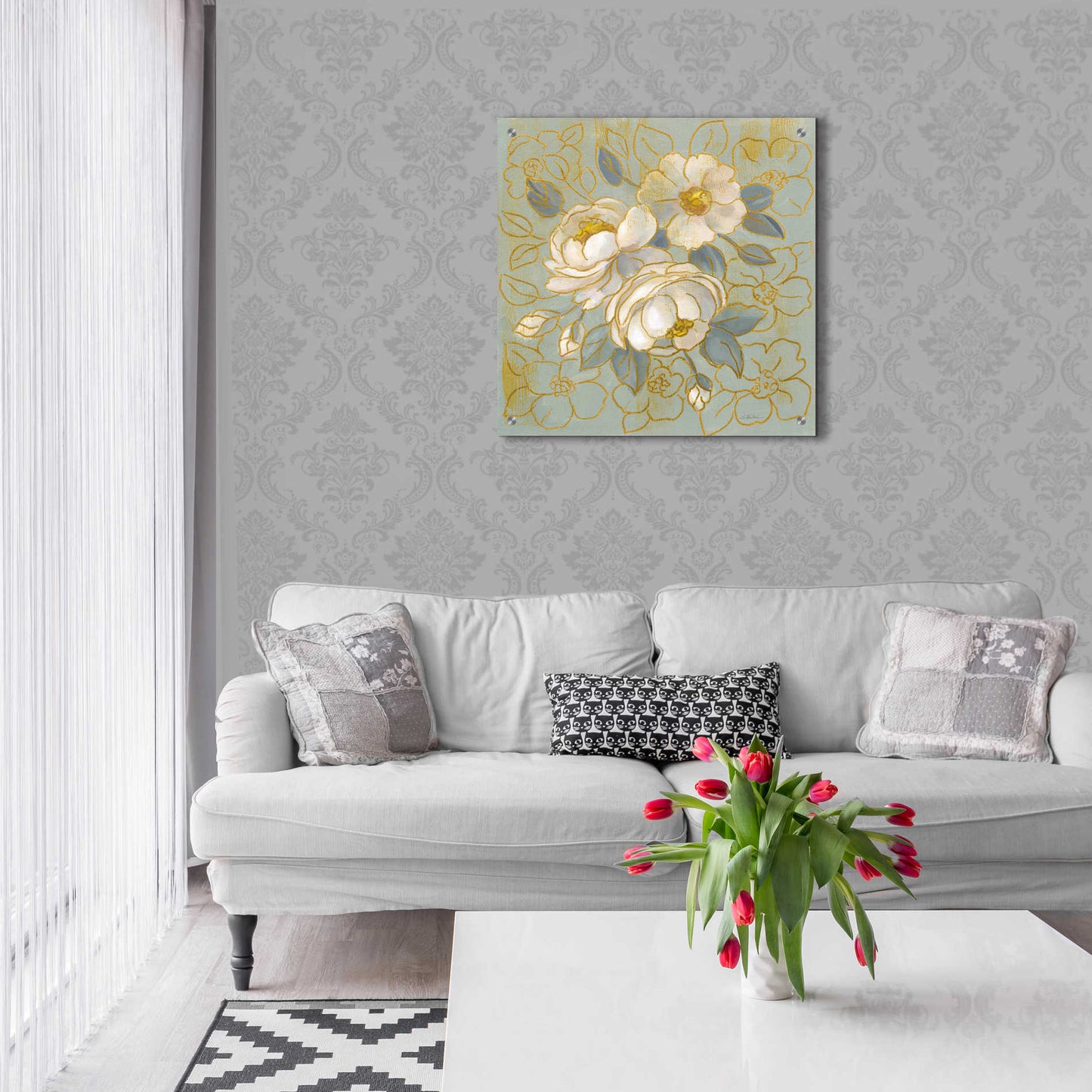 Epic Art 'Sage Floral I' by Silvia Vassileva, Acrylic Glass Wall Art,24x24