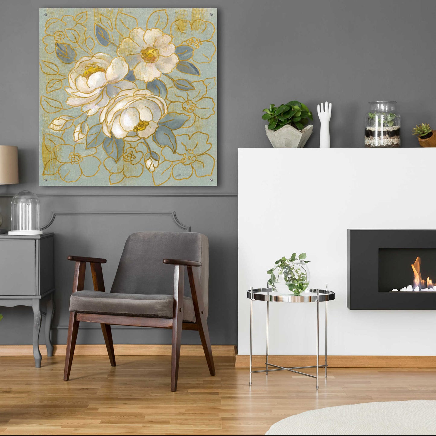 Epic Art 'Sage Floral I' by Silvia Vassileva, Acrylic Glass Wall Art,36x36