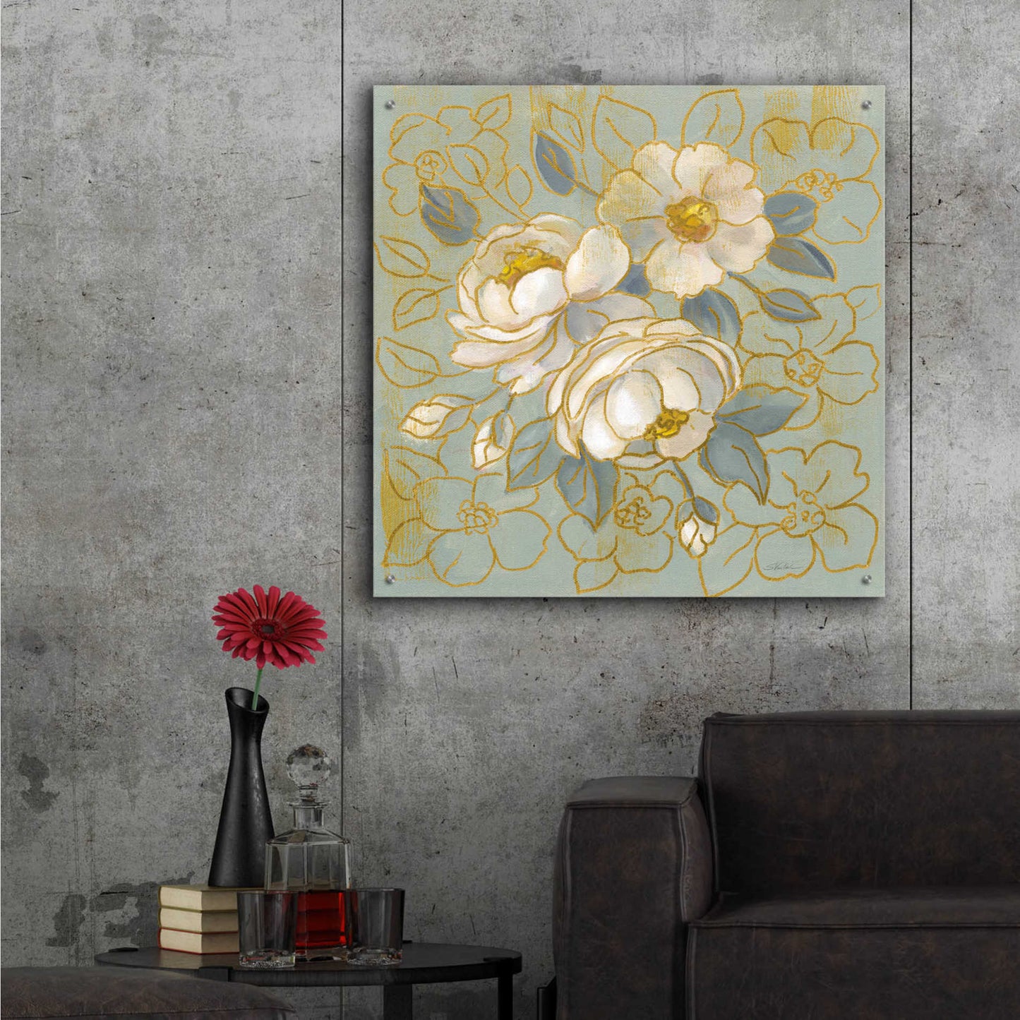 Epic Art 'Sage Floral I' by Silvia Vassileva, Acrylic Glass Wall Art,36x36