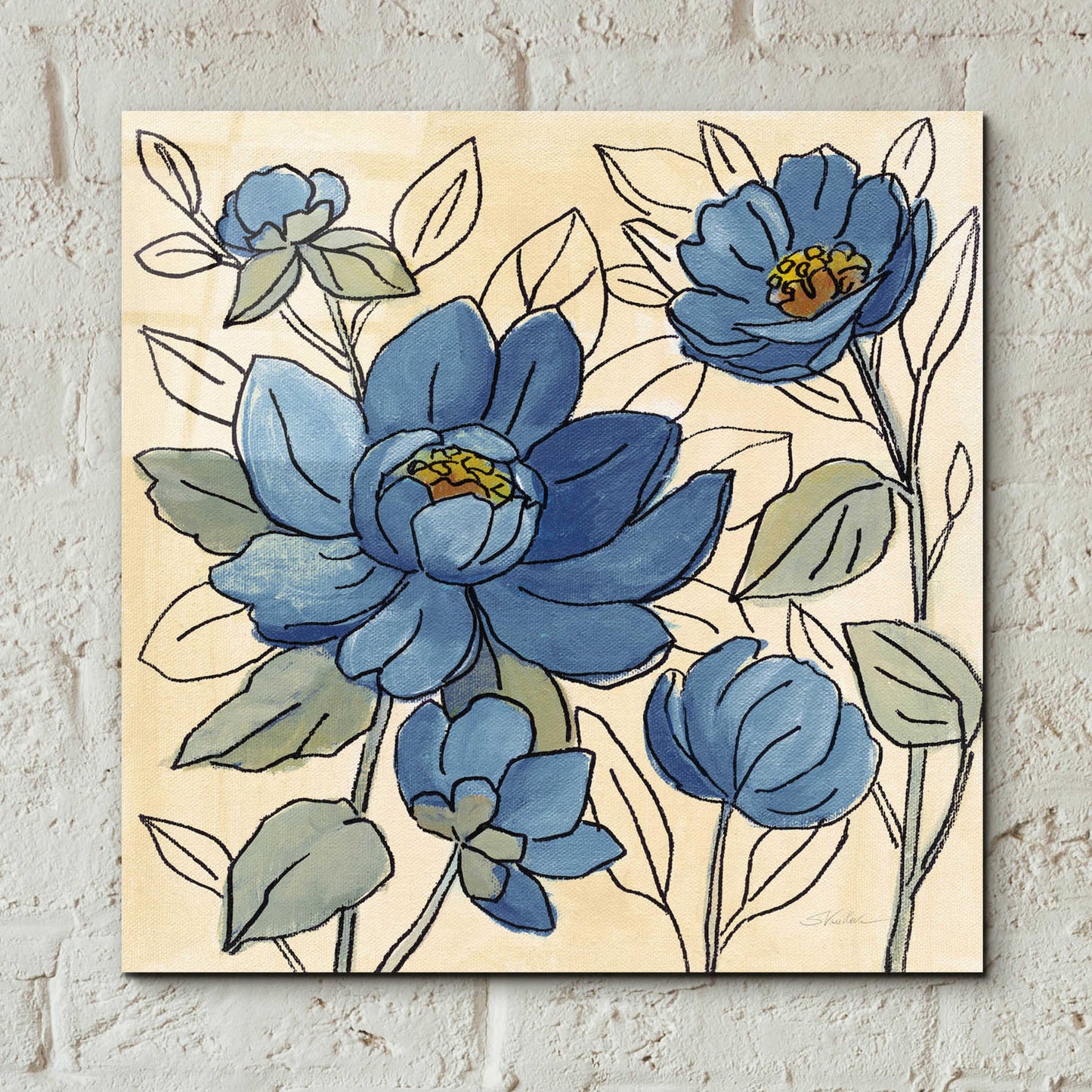 Epic Art 'Spring Lace Floral IV Dark Blue' by Silvia Vassileva, Acrylic Glass Wall Art,12x12