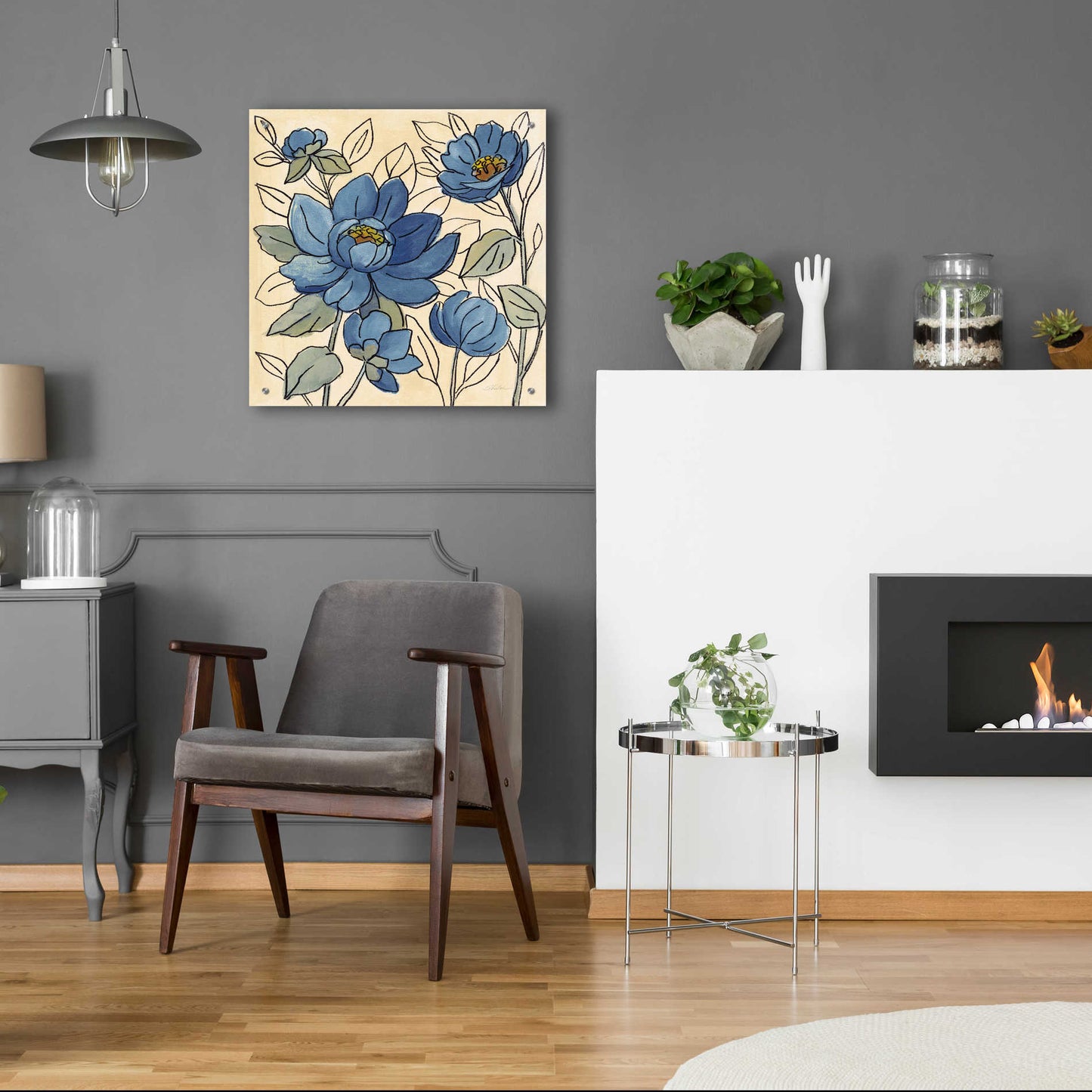 Epic Art 'Spring Lace Floral IV Dark Blue' by Silvia Vassileva, Acrylic Glass Wall Art,24x24