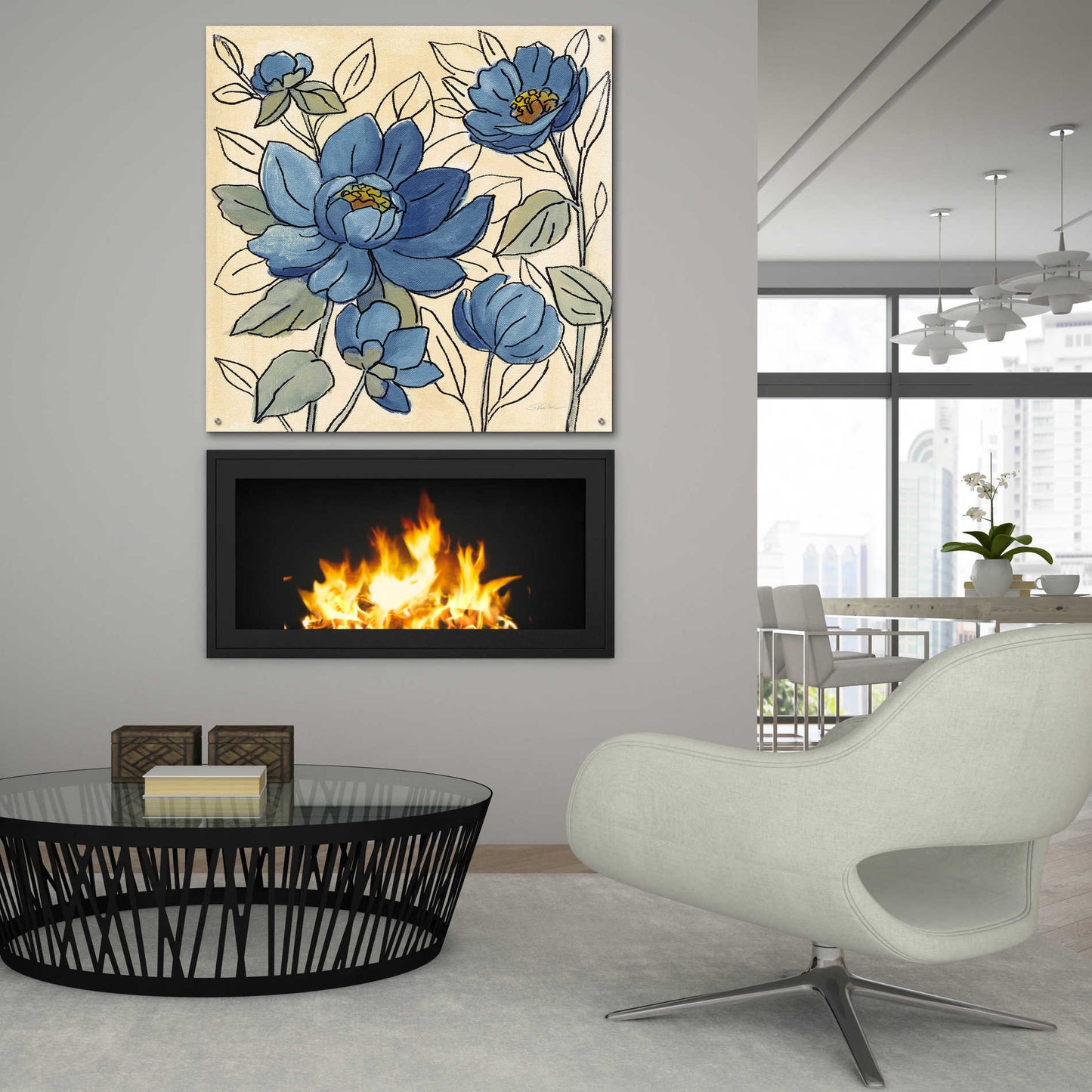 Epic Art 'Spring Lace Floral IV Dark Blue' by Silvia Vassileva, Acrylic Glass Wall Art,36x36