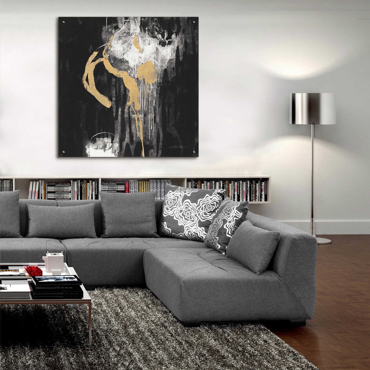 Epic Art 'Golden Rain I BW' by Silvia Vassileva, Acrylic Glass Wall Art,36x36