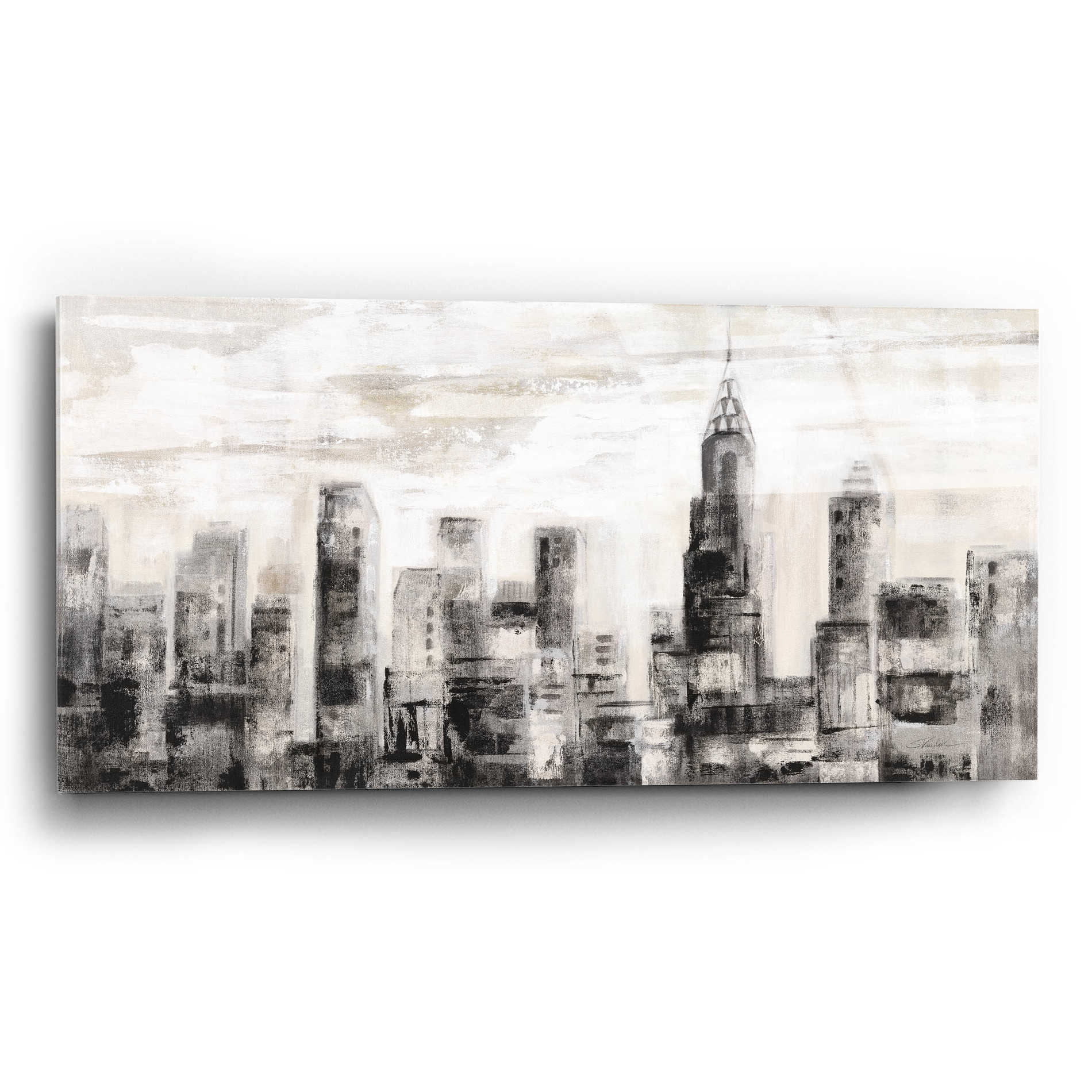 Epic Art 'Manhattan Skyline BW' by Silvia Vassileva, Acrylic Glass Wall Art,24x12
