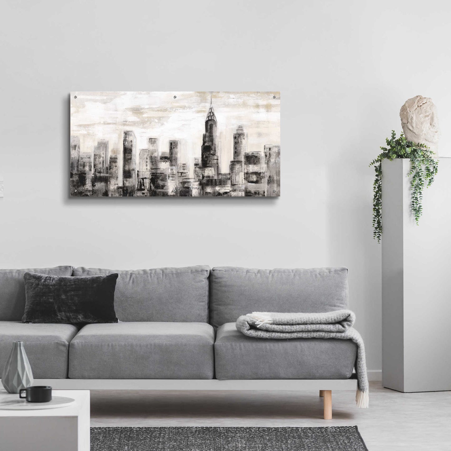 Epic Art 'Manhattan Skyline BW' by Silvia Vassileva, Acrylic Glass Wall Art,48x24