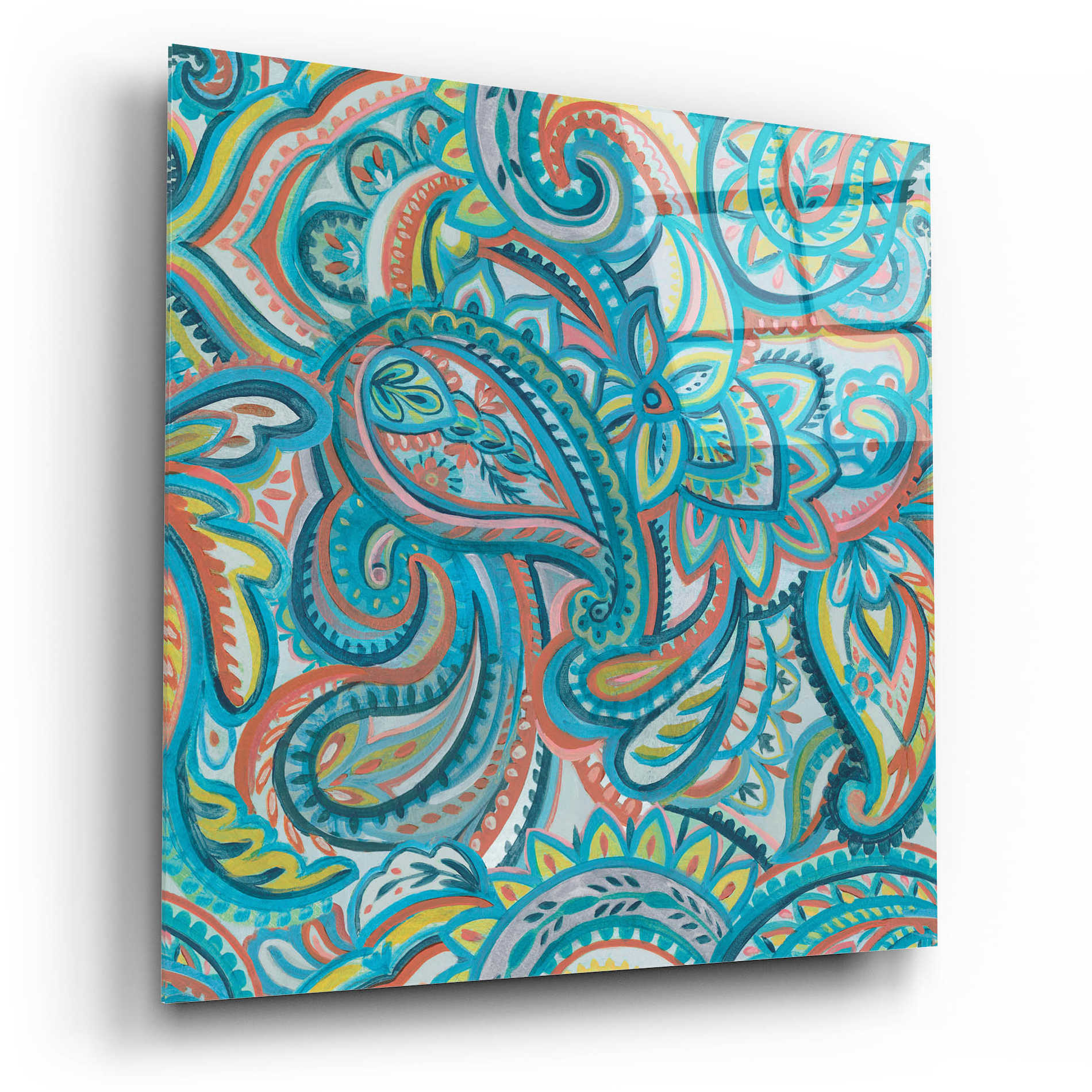 Epic Art 'Emerald Paisley Pattern III' by Silvia Vassileva, Acrylic Glass Wall Art,12x12