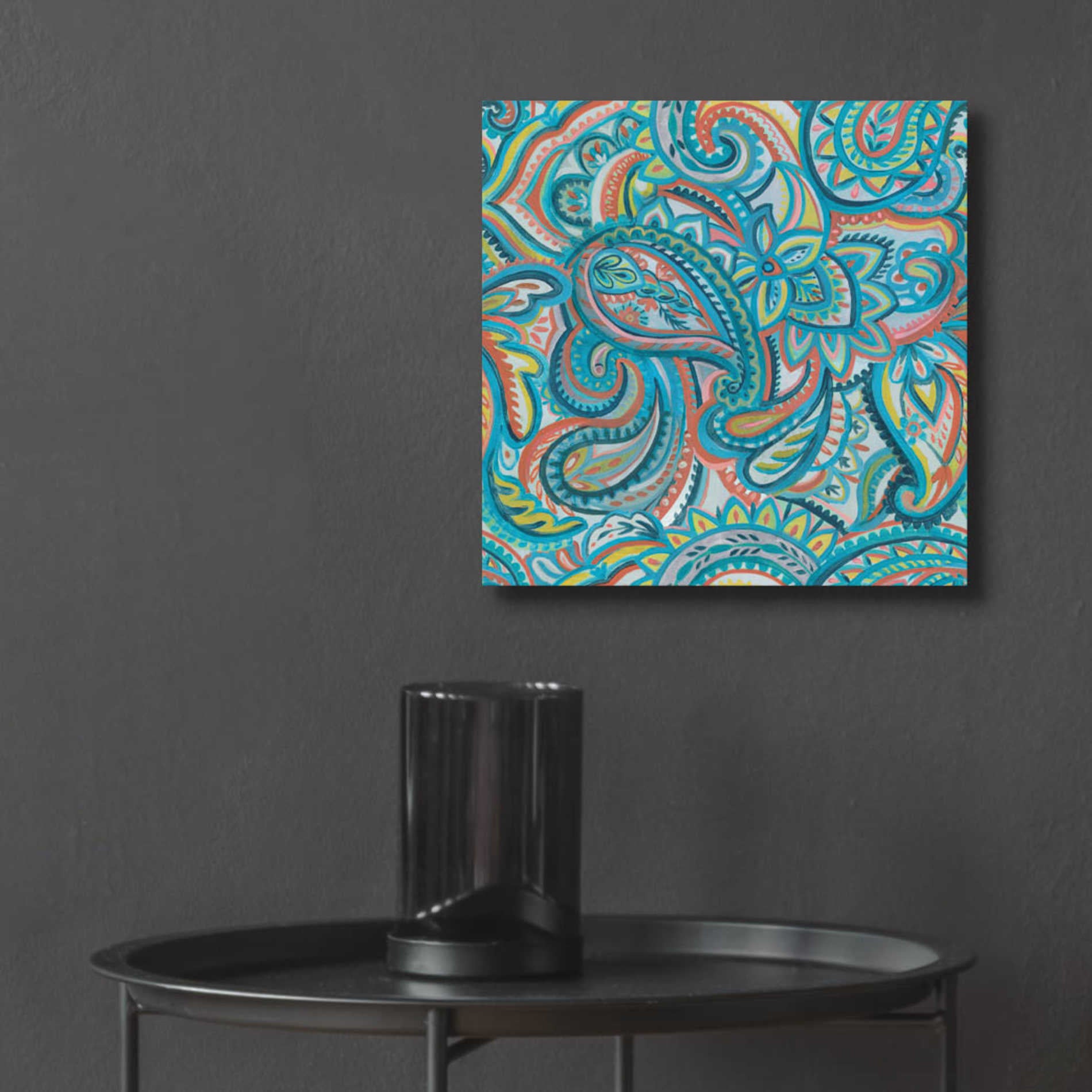 Epic Art 'Emerald Paisley Pattern III' by Silvia Vassileva, Acrylic Glass Wall Art,12x12