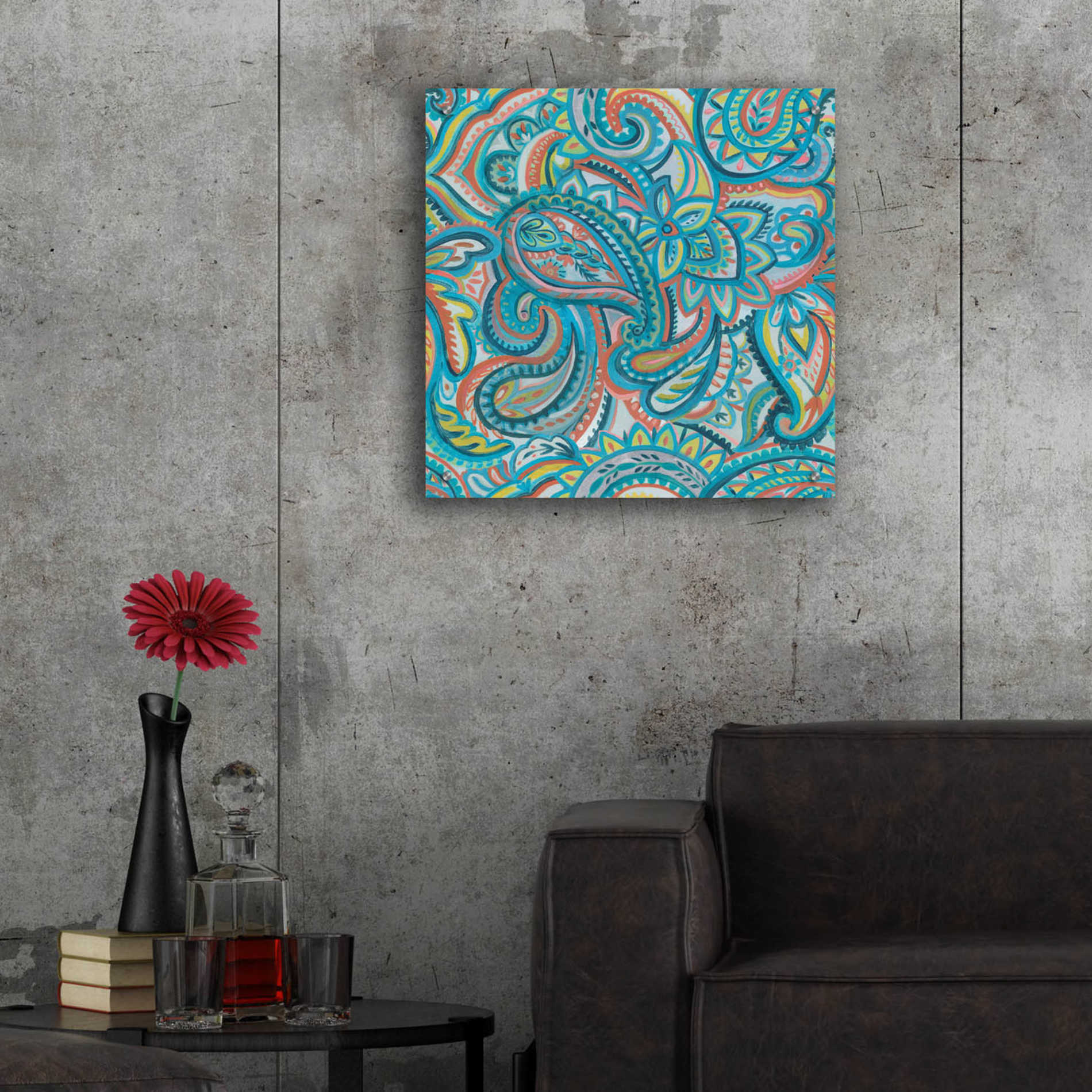 Epic Art 'Emerald Paisley Pattern III' by Silvia Vassileva, Acrylic Glass Wall Art,24x24