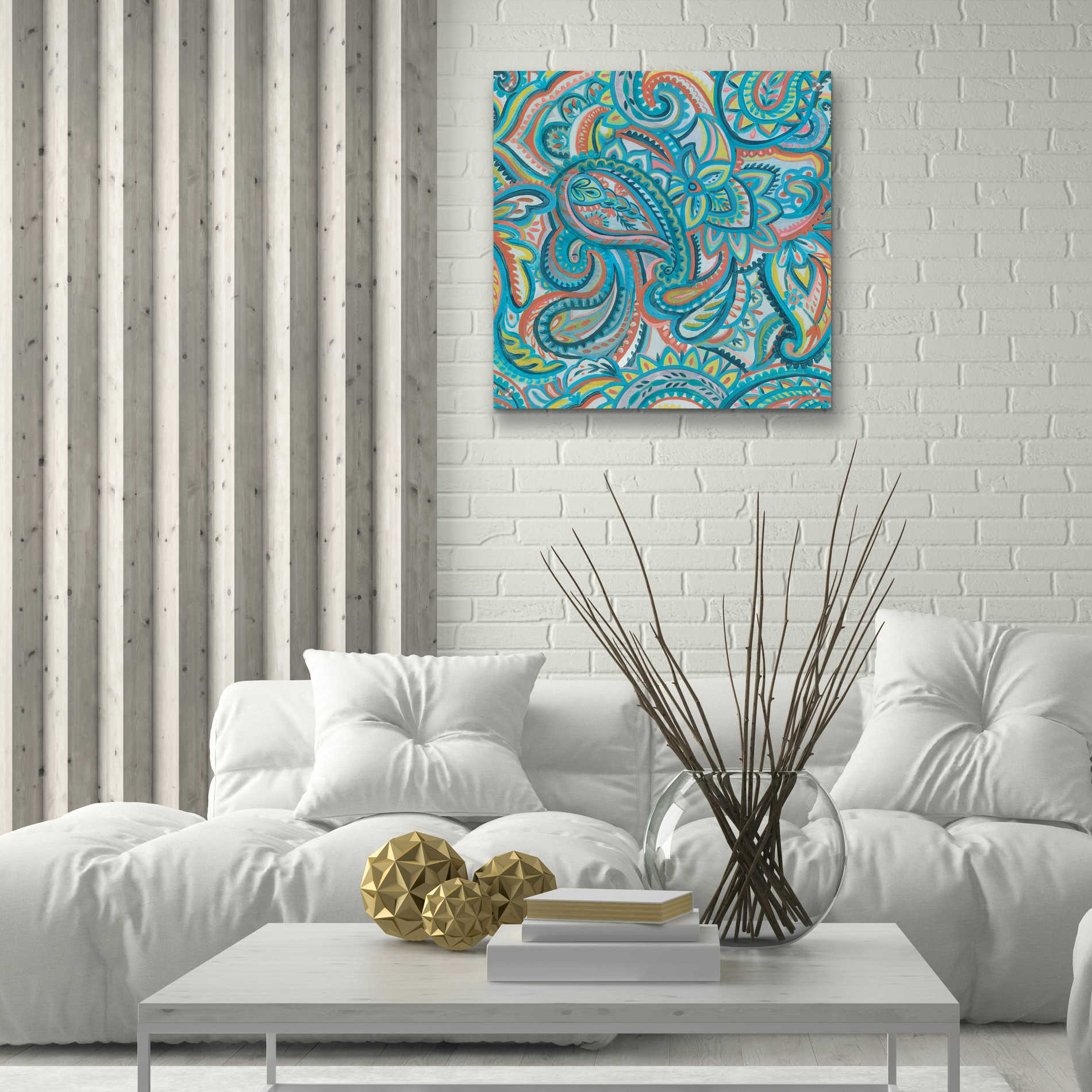 Epic Art 'Emerald Paisley Pattern III' by Silvia Vassileva, Acrylic Glass Wall Art,24x24