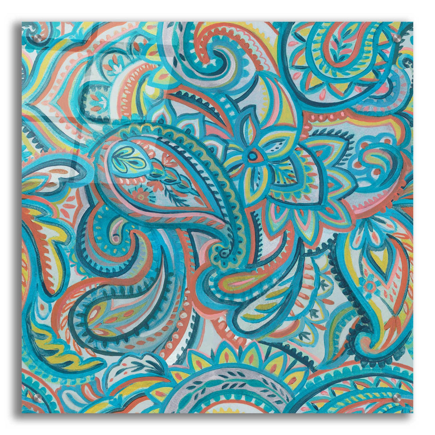 Epic Art 'Emerald Paisley Pattern III' by Silvia Vassileva, Acrylic Glass Wall Art,24x24