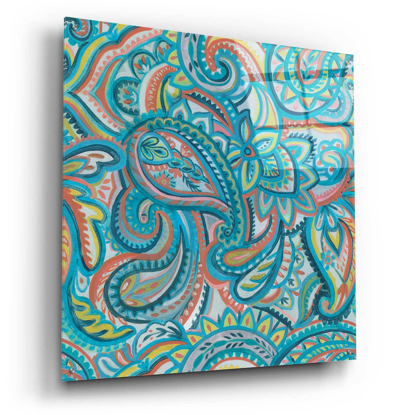 Epic Art 'Emerald Paisley Pattern III' by Silvia Vassileva, Acrylic Glass Wall Art,36x36