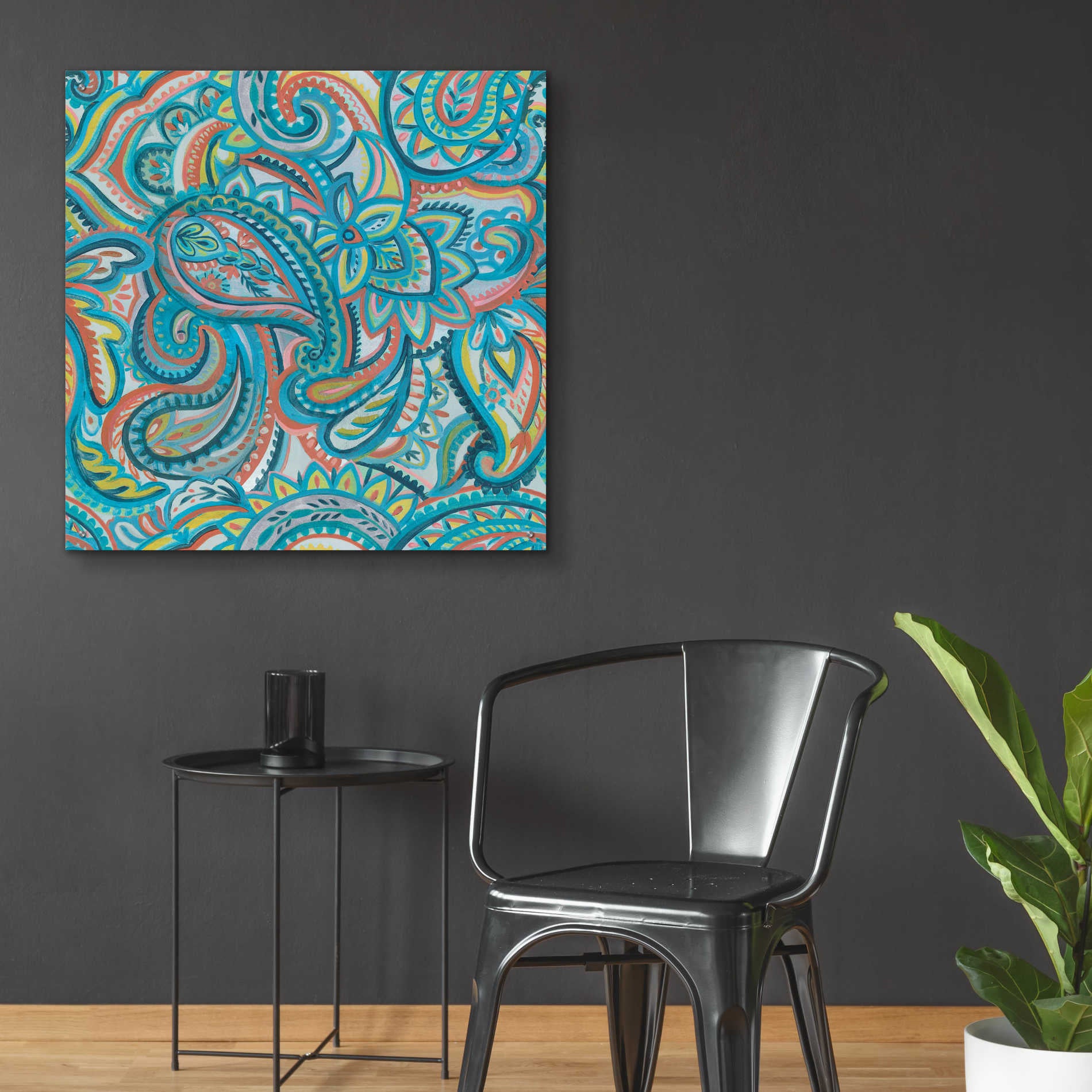 Epic Art 'Emerald Paisley Pattern III' by Silvia Vassileva, Acrylic Glass Wall Art,36x36