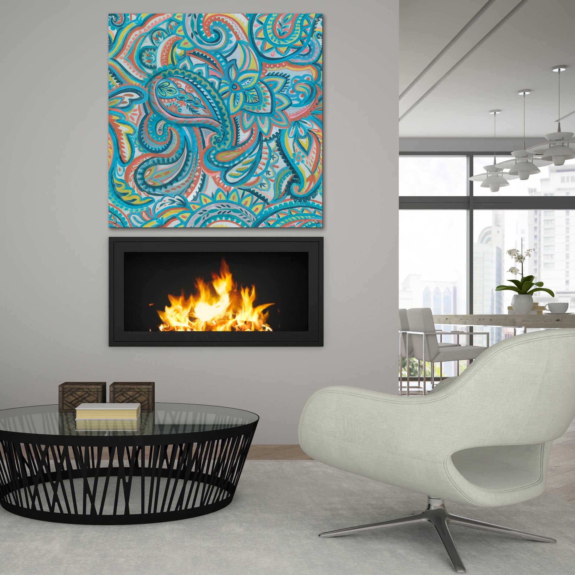 Epic Art 'Emerald Paisley Pattern III' by Silvia Vassileva, Acrylic Glass Wall Art,36x36