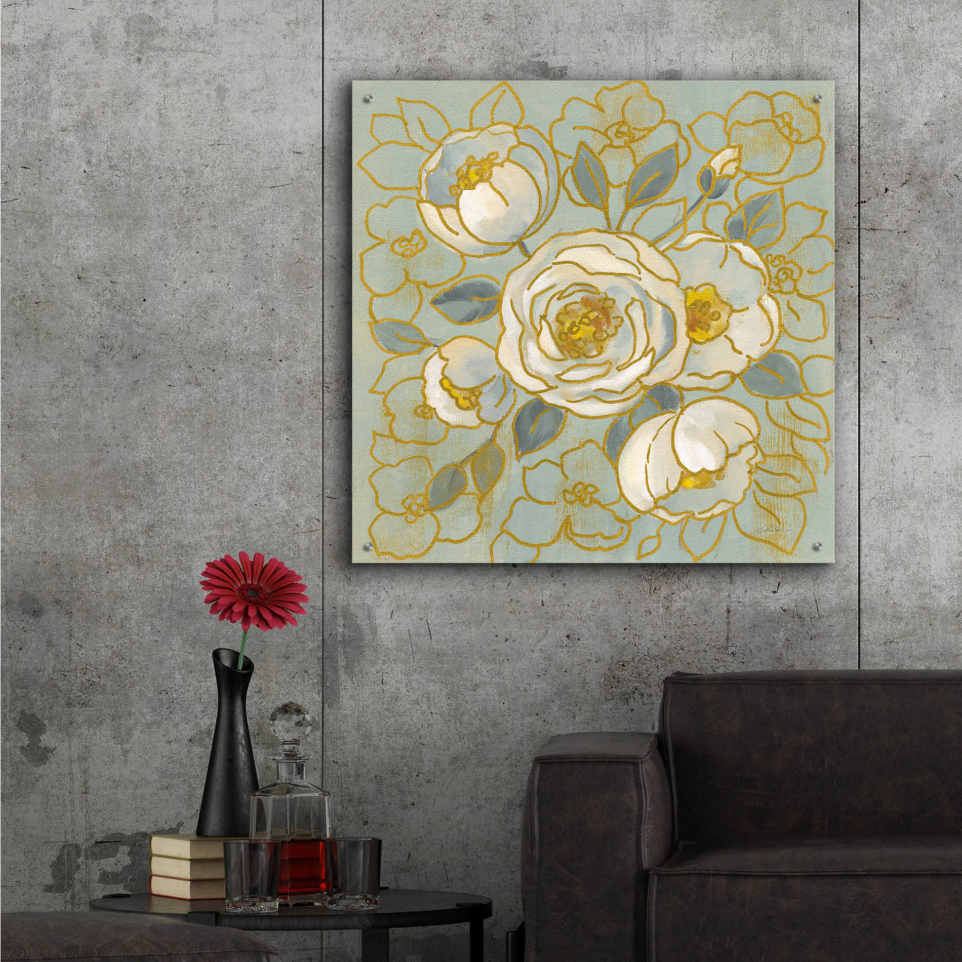 Epic Art 'Sage Floral II' by Silvia Vassileva, Acrylic Glass Wall Art,36x36