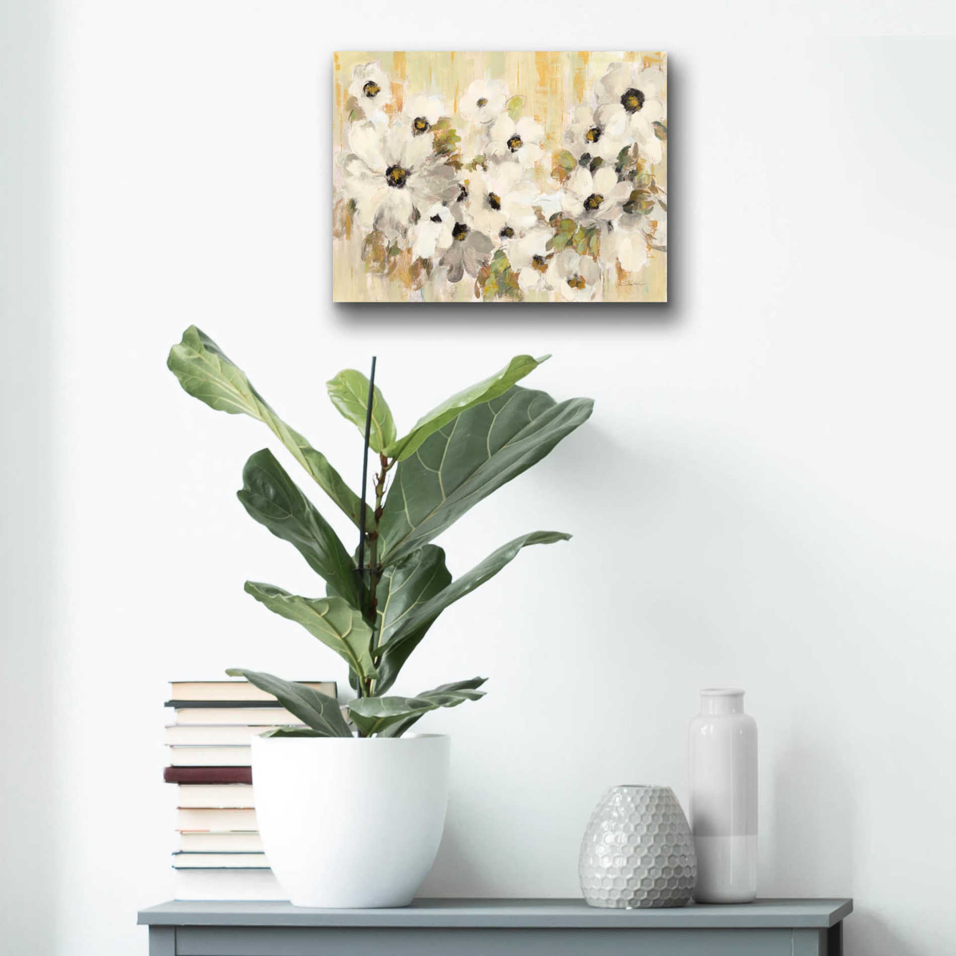 Epic Art 'White and Green Bloom' by Silvia Vassileva, Acrylic Glass Wall Art,16x12