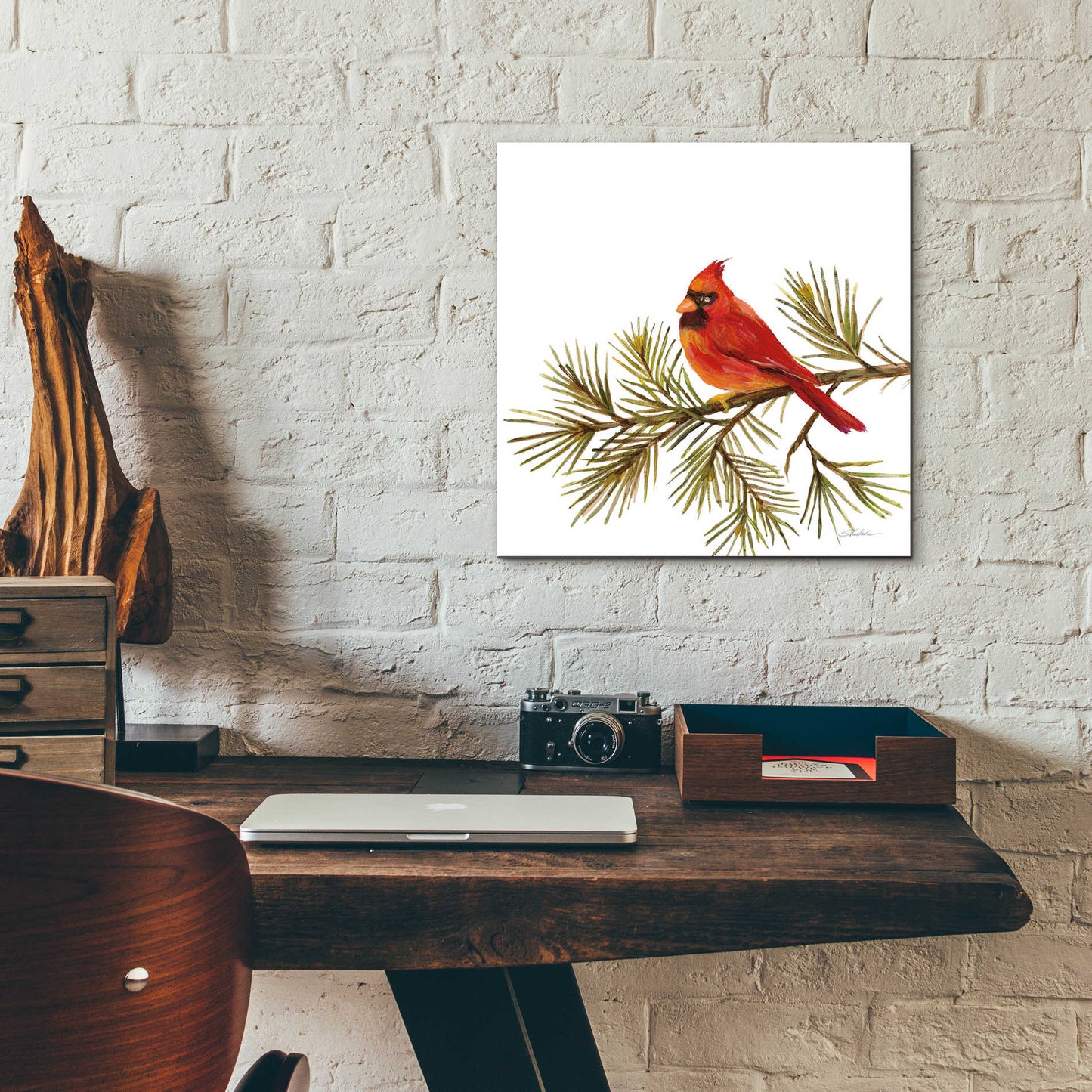 Epic Art 'Cardinal Christmas V on White' by Silvia Vassileva, Acrylic Glass Wall Art,12x12