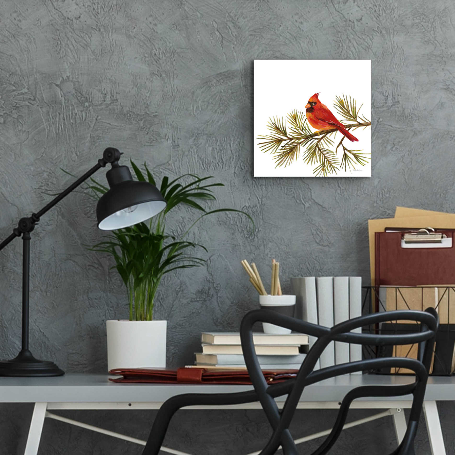 Epic Art 'Cardinal Christmas V on White' by Silvia Vassileva, Acrylic Glass Wall Art,12x12