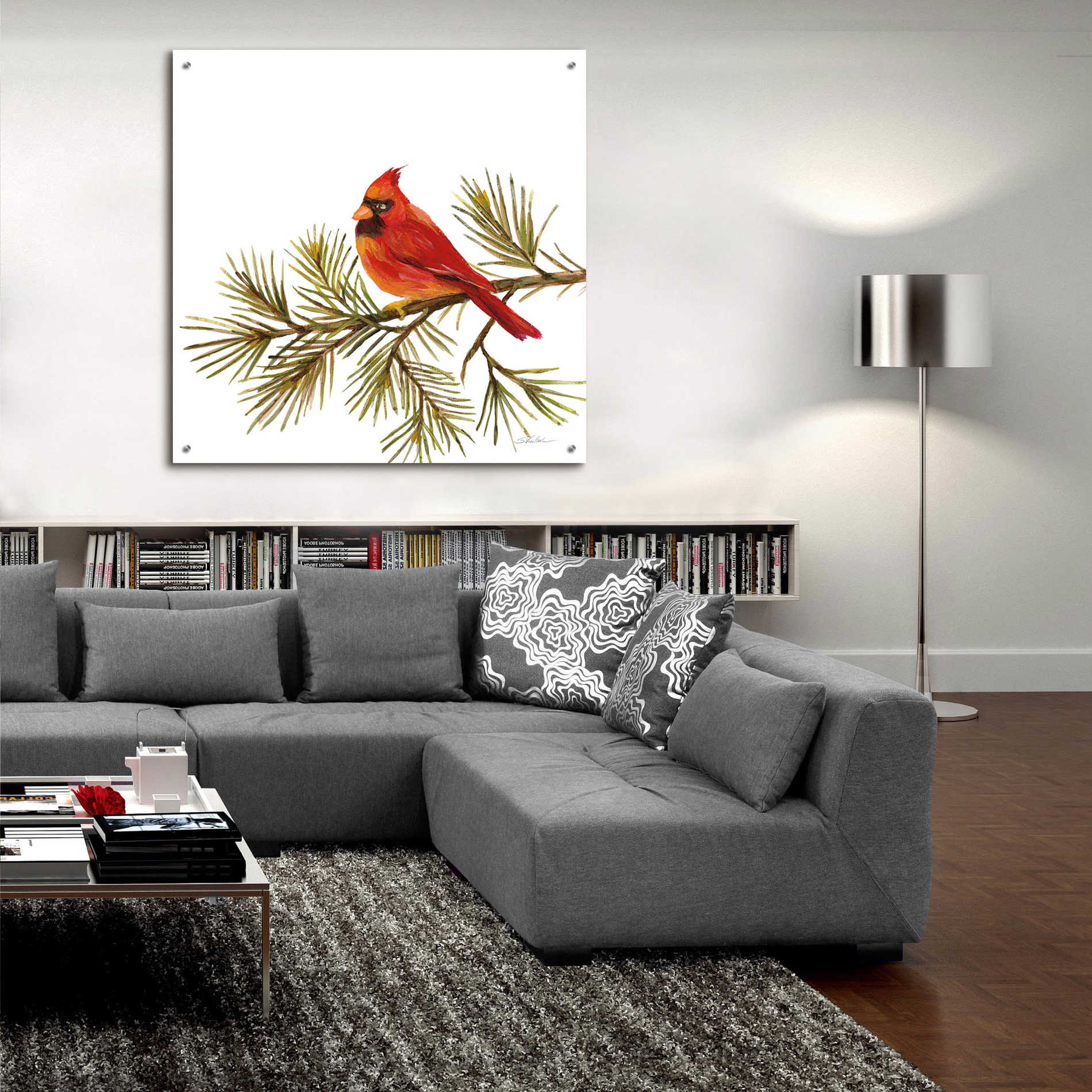 Epic Art 'Cardinal Christmas V on White' by Silvia Vassileva, Acrylic Glass Wall Art,36x36