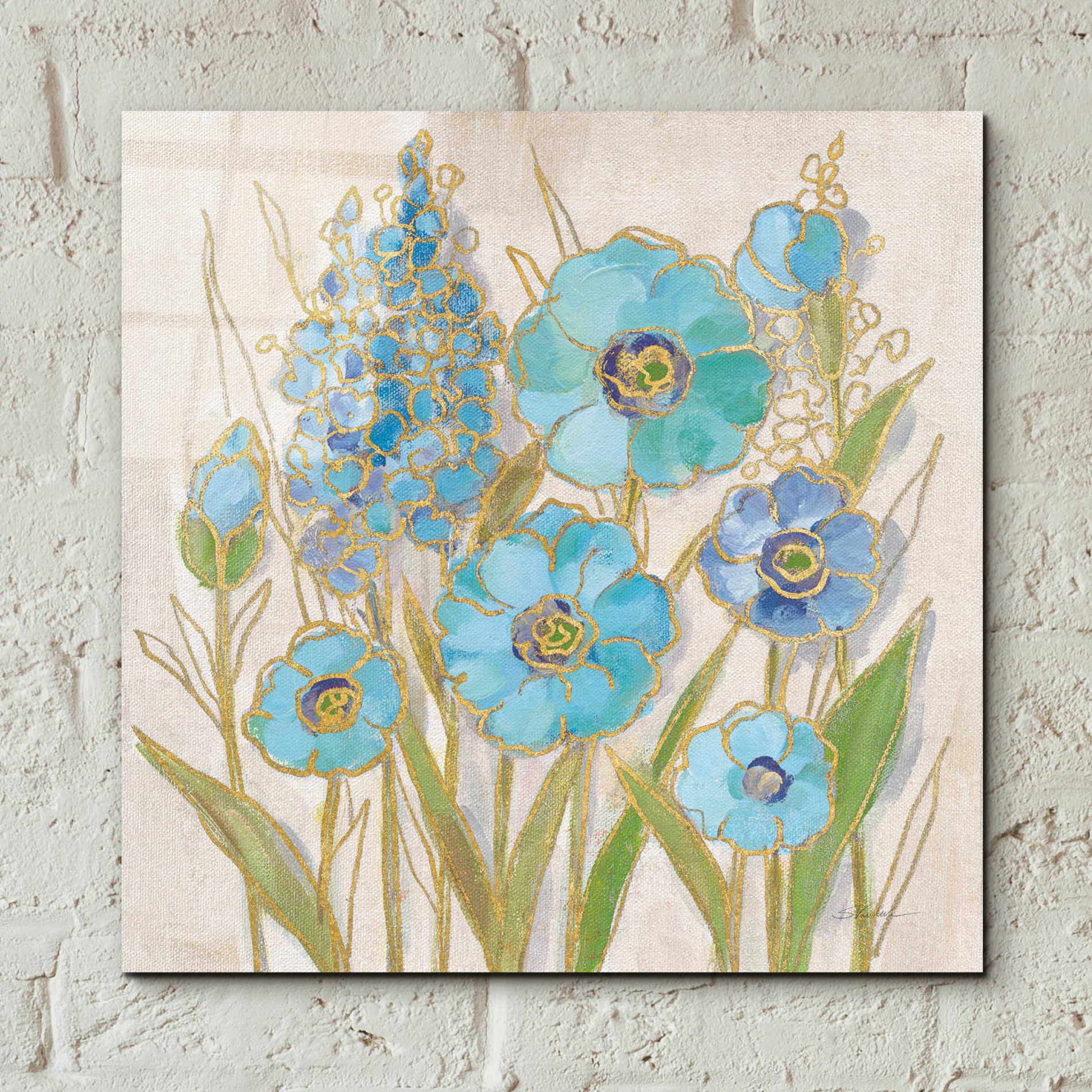 Epic Art 'Opalescent Floral I Blue' by Silvia Vassileva, Acrylic Glass Wall Art,12x12