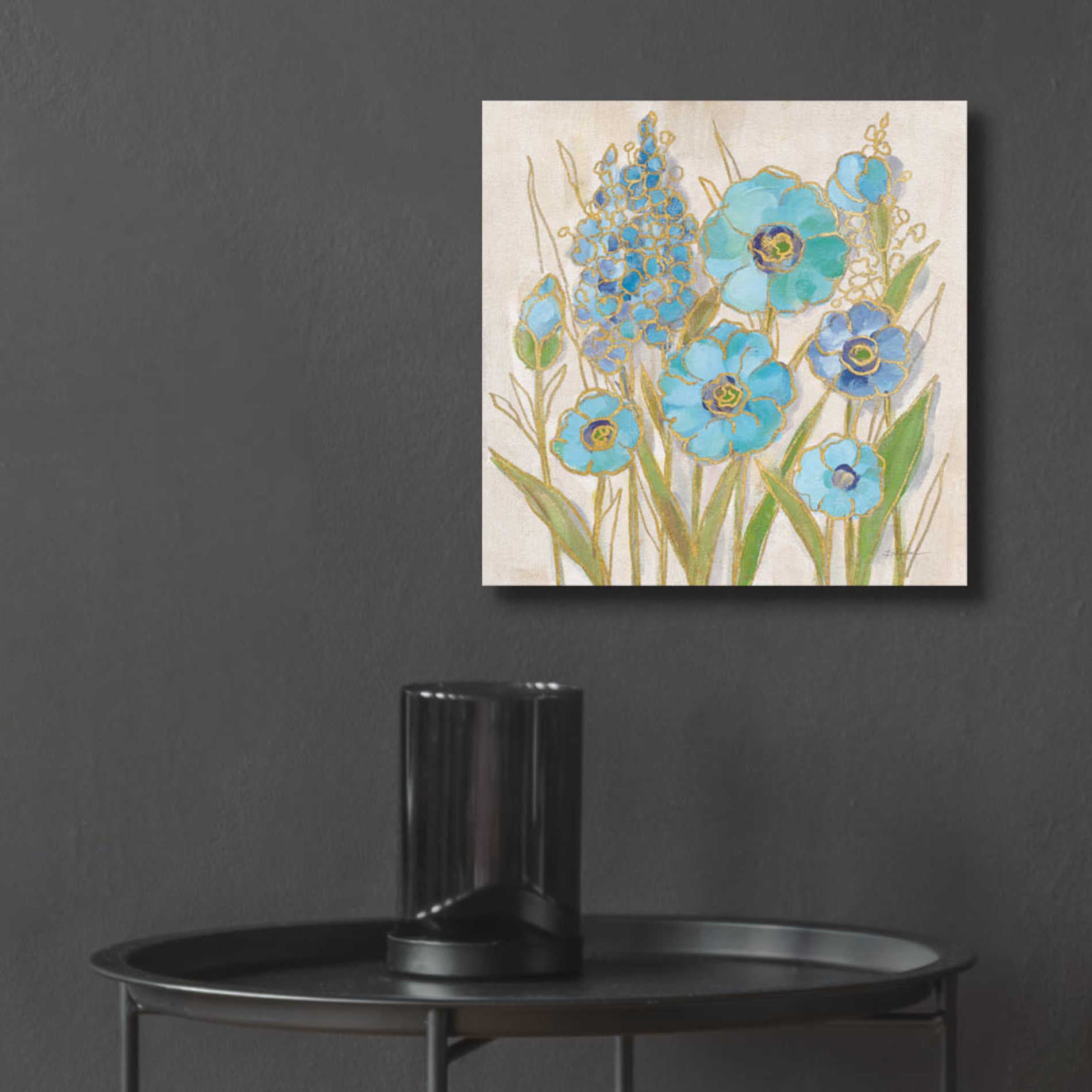 Epic Art 'Opalescent Floral I Blue' by Silvia Vassileva, Acrylic Glass Wall Art,12x12