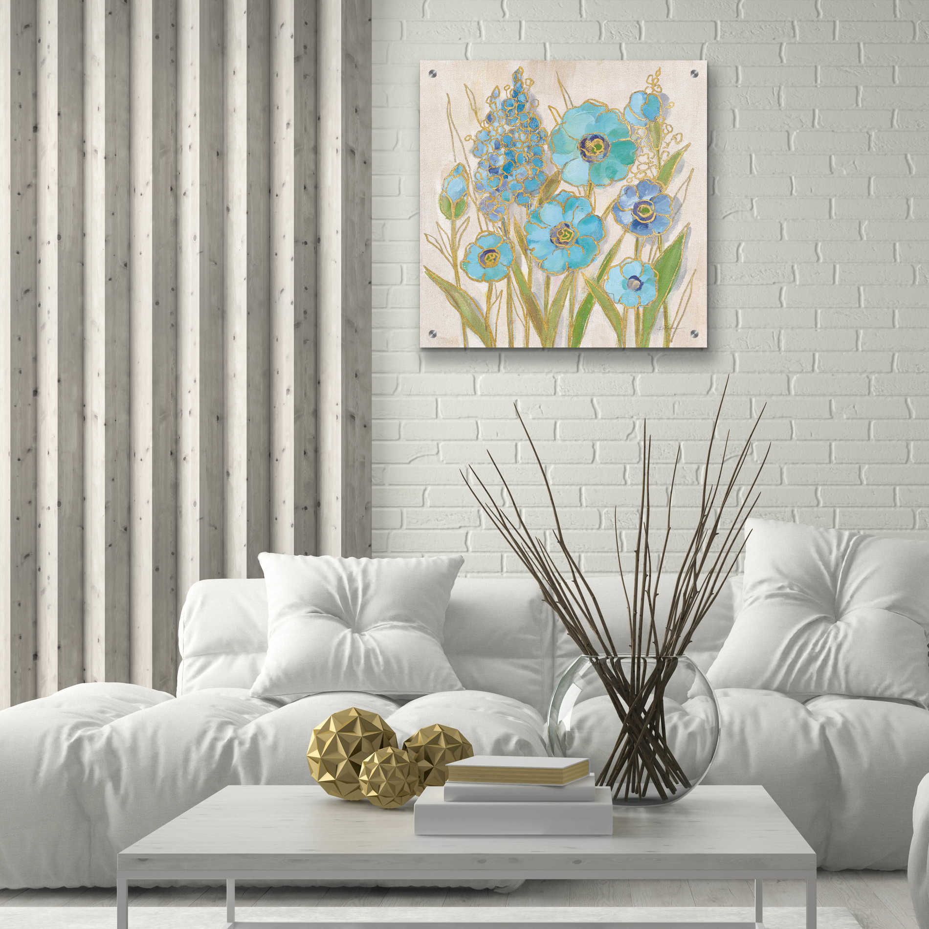 Epic Art 'Opalescent Floral I Blue' by Silvia Vassileva, Acrylic Glass Wall Art,24x24