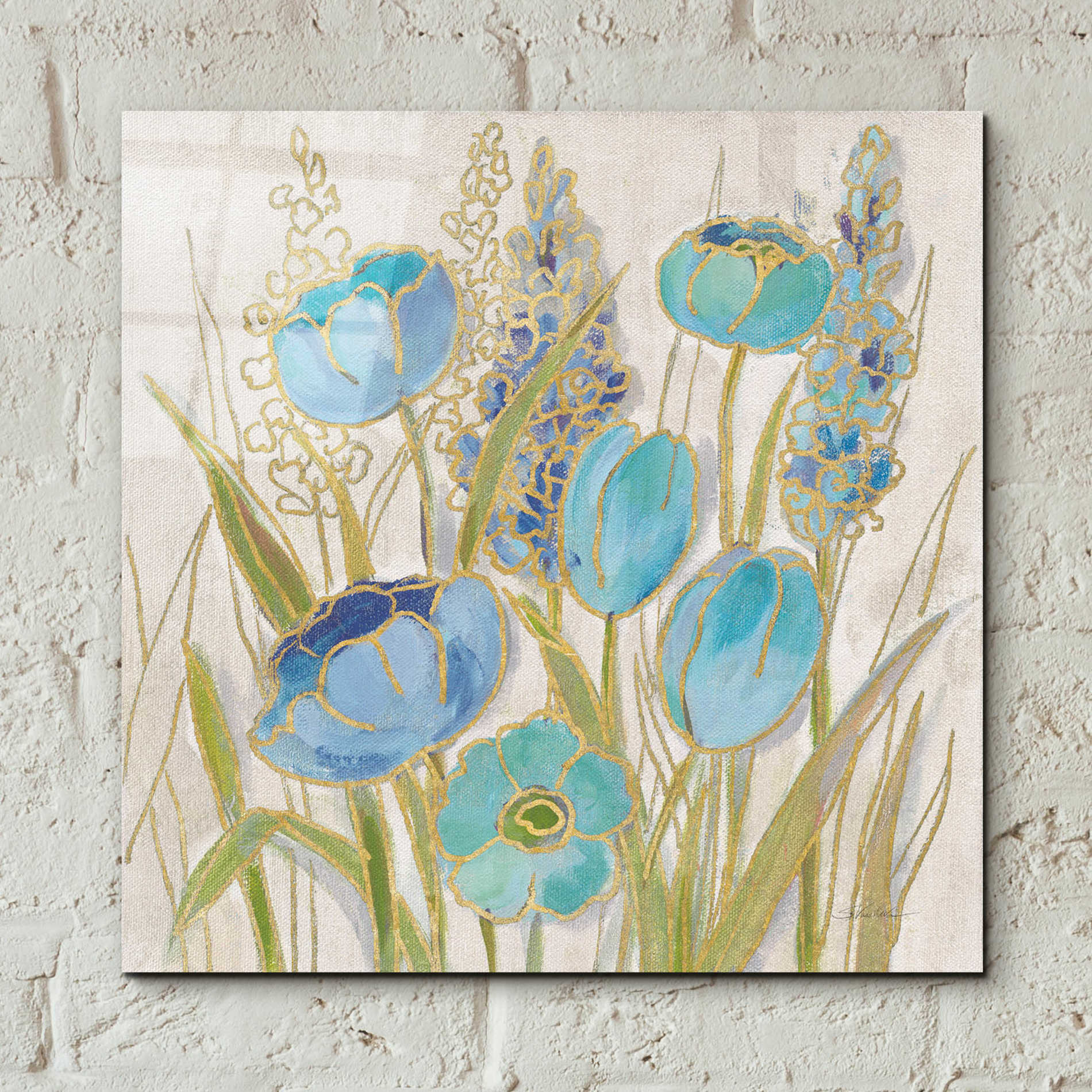 Epic Art 'Opalescent Floral II Blue' by Silvia Vassileva, Acrylic Glass Wall Art,12x12