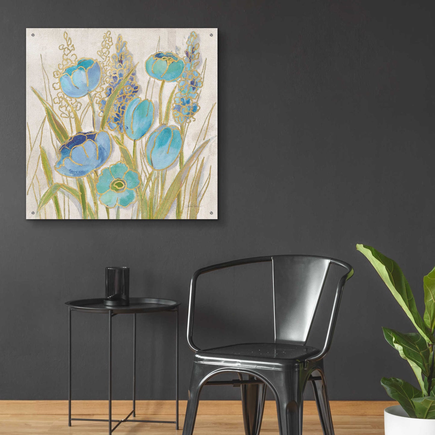 Epic Art 'Opalescent Floral II Blue' by Silvia Vassileva, Acrylic Glass Wall Art,36x36