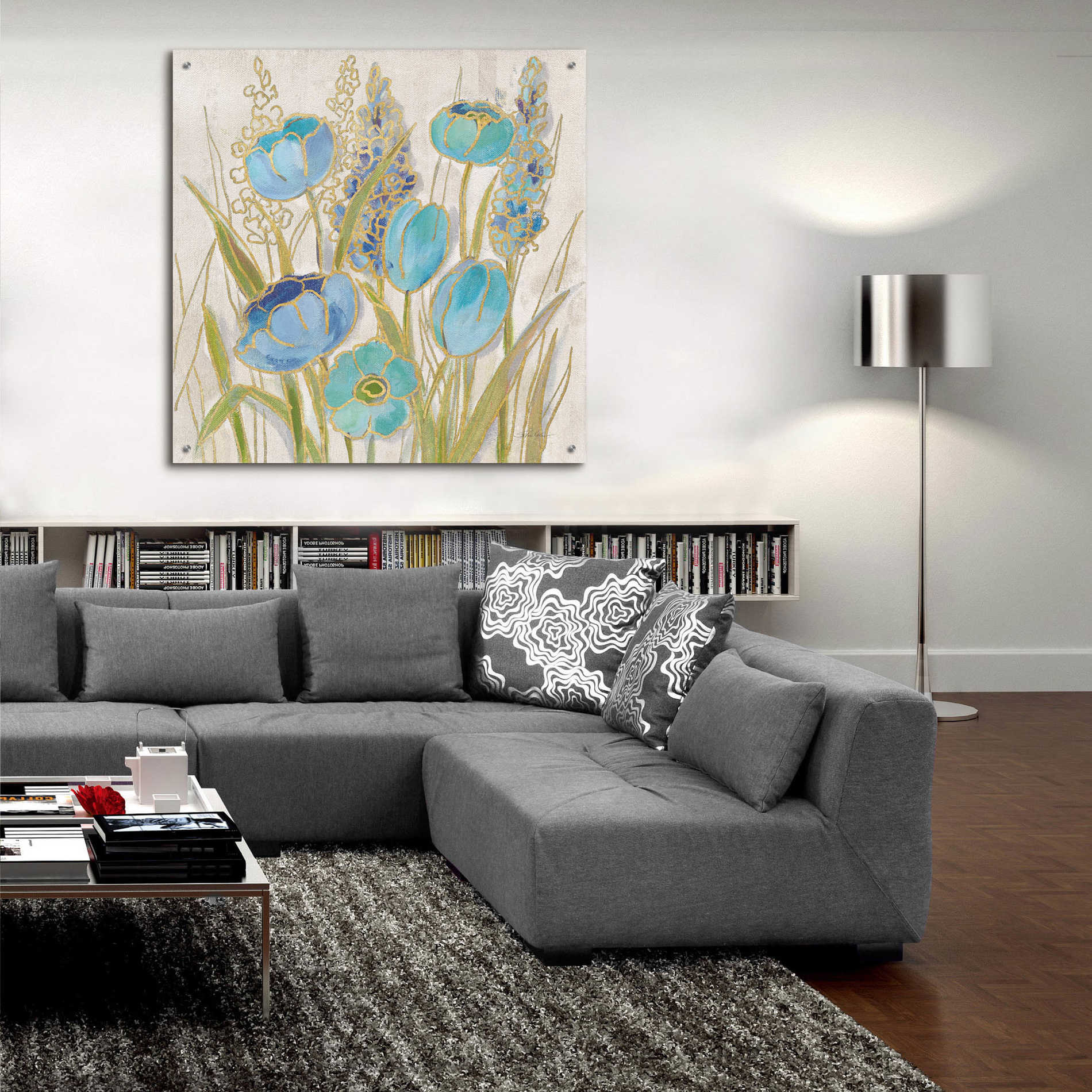 Epic Art 'Opalescent Floral II Blue' by Silvia Vassileva, Acrylic Glass Wall Art,36x36