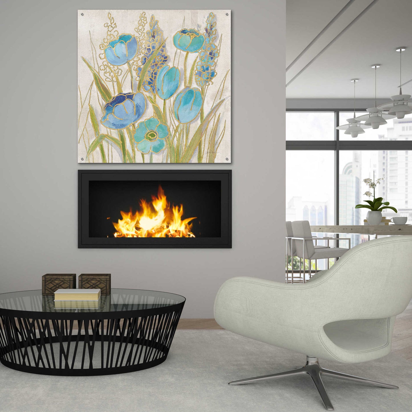 Epic Art 'Opalescent Floral II Blue' by Silvia Vassileva, Acrylic Glass Wall Art,36x36