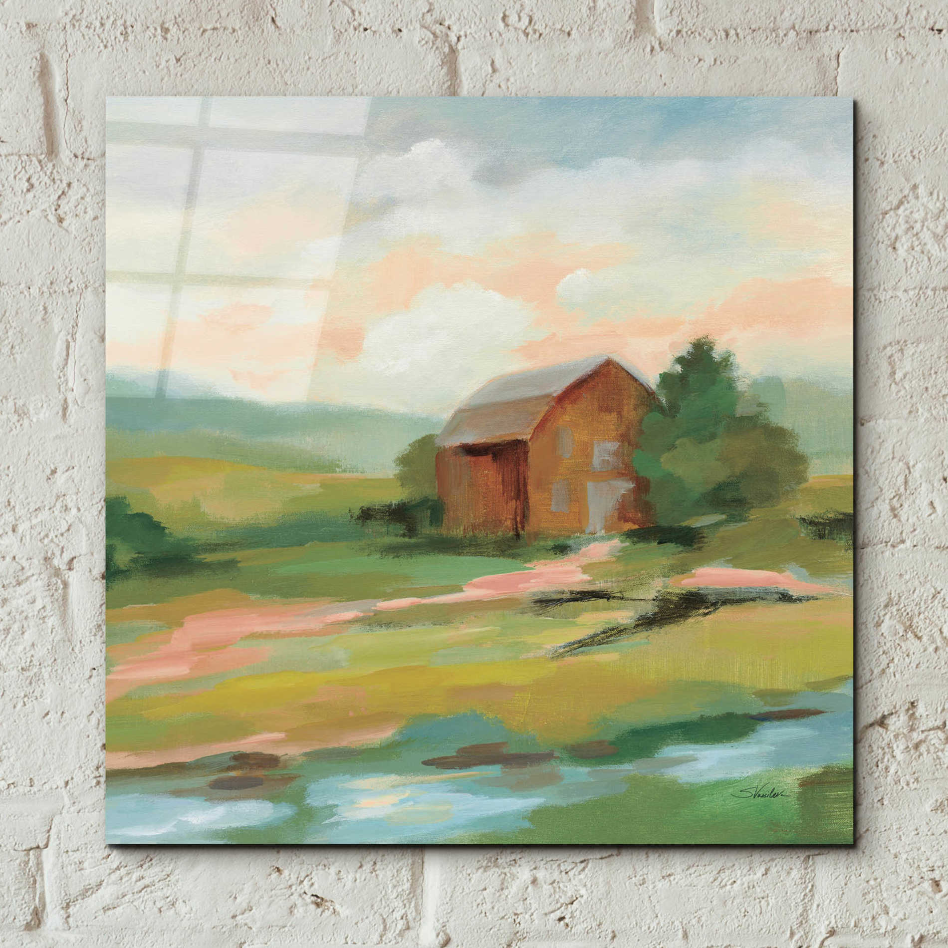 Epic Art 'Springtime Farm Pastel' by Silvia Vassileva, Acrylic Glass Wall Art,12x12