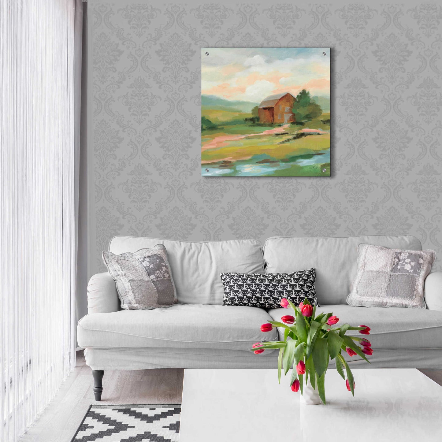 Epic Art 'Springtime Farm Pastel' by Silvia Vassileva, Acrylic Glass Wall Art,24x24