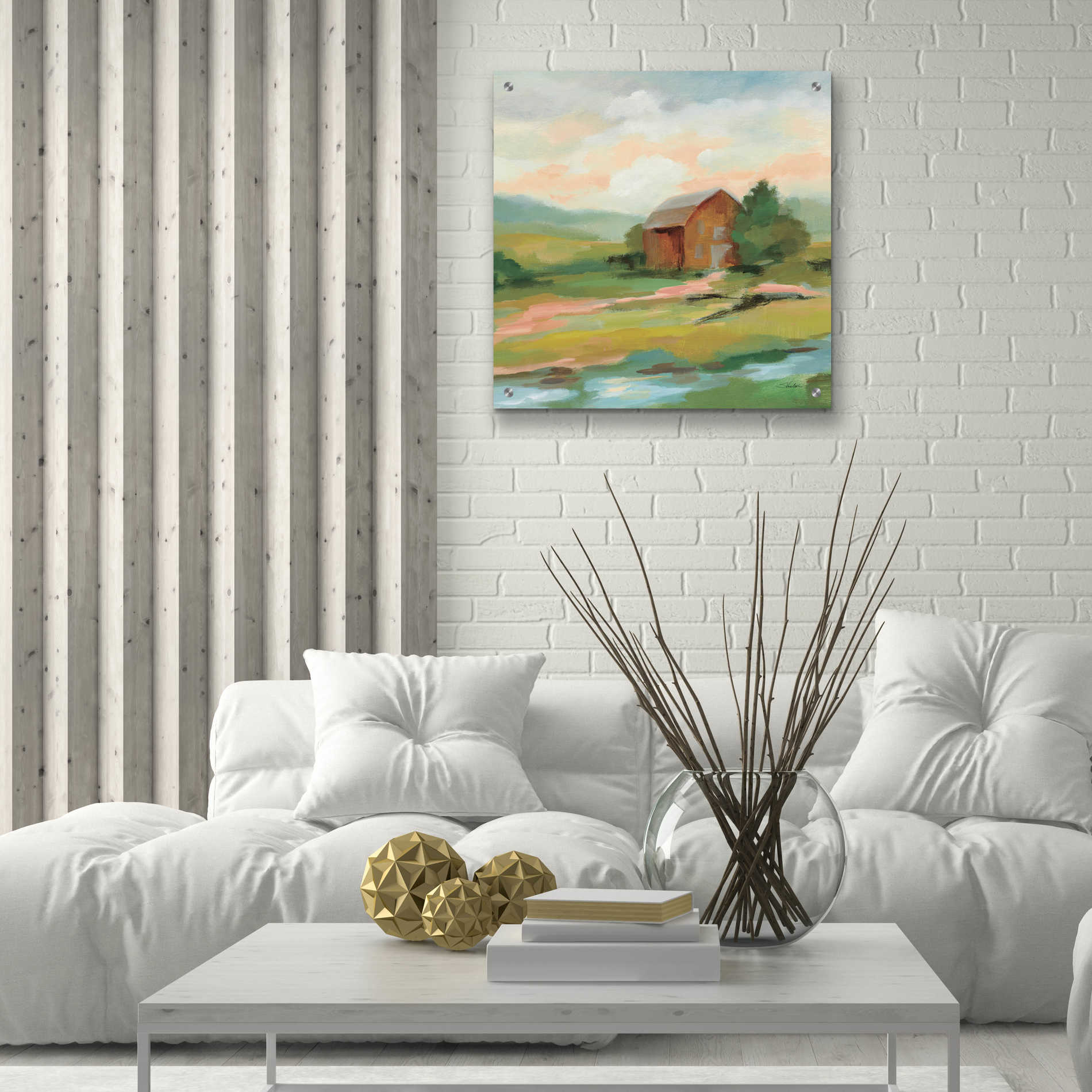 Epic Art 'Springtime Farm Pastel' by Silvia Vassileva, Acrylic Glass Wall Art,24x24