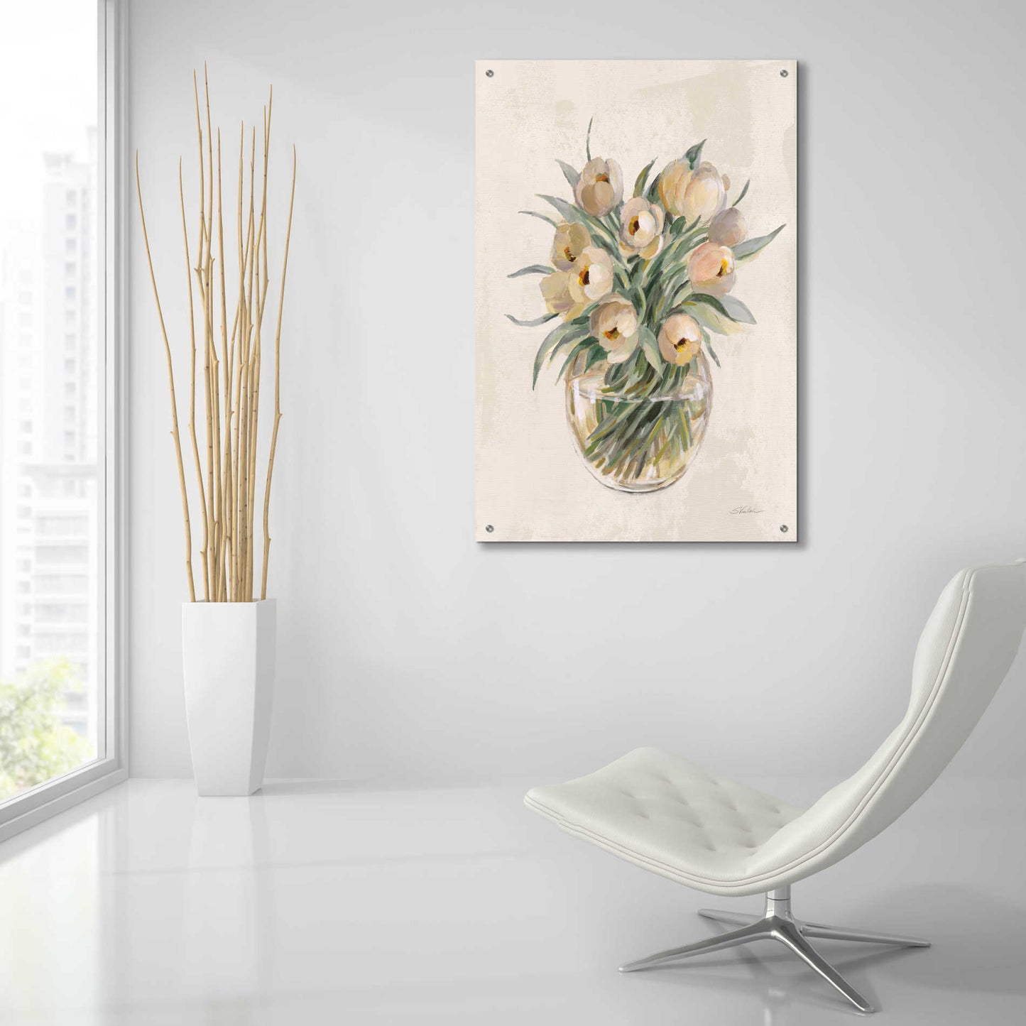 Epic Art 'Blush Floral Bouquet White' by Silvia Vassileva, Acrylic Glass Wall Art,24x36