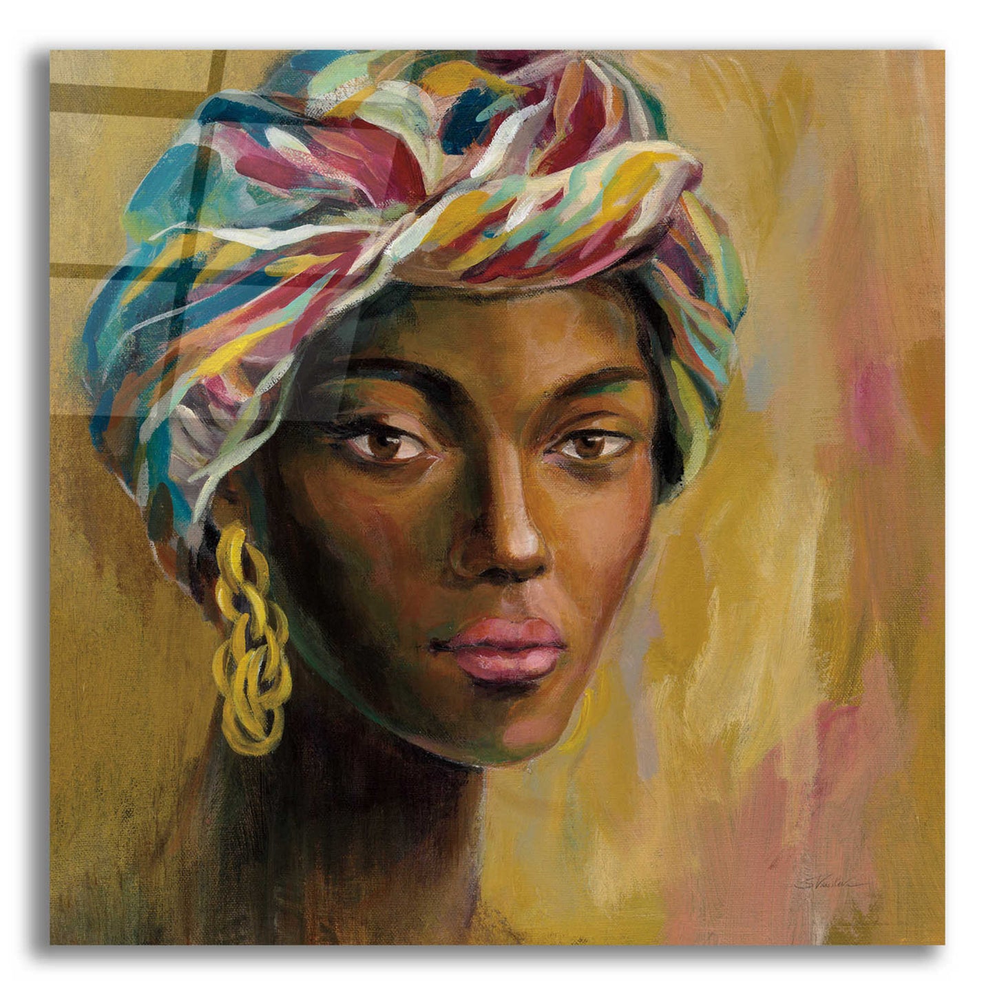 Epic Art 'African Face I' by Silvia Vassileva, Acrylic Glass Wall Art,12x12