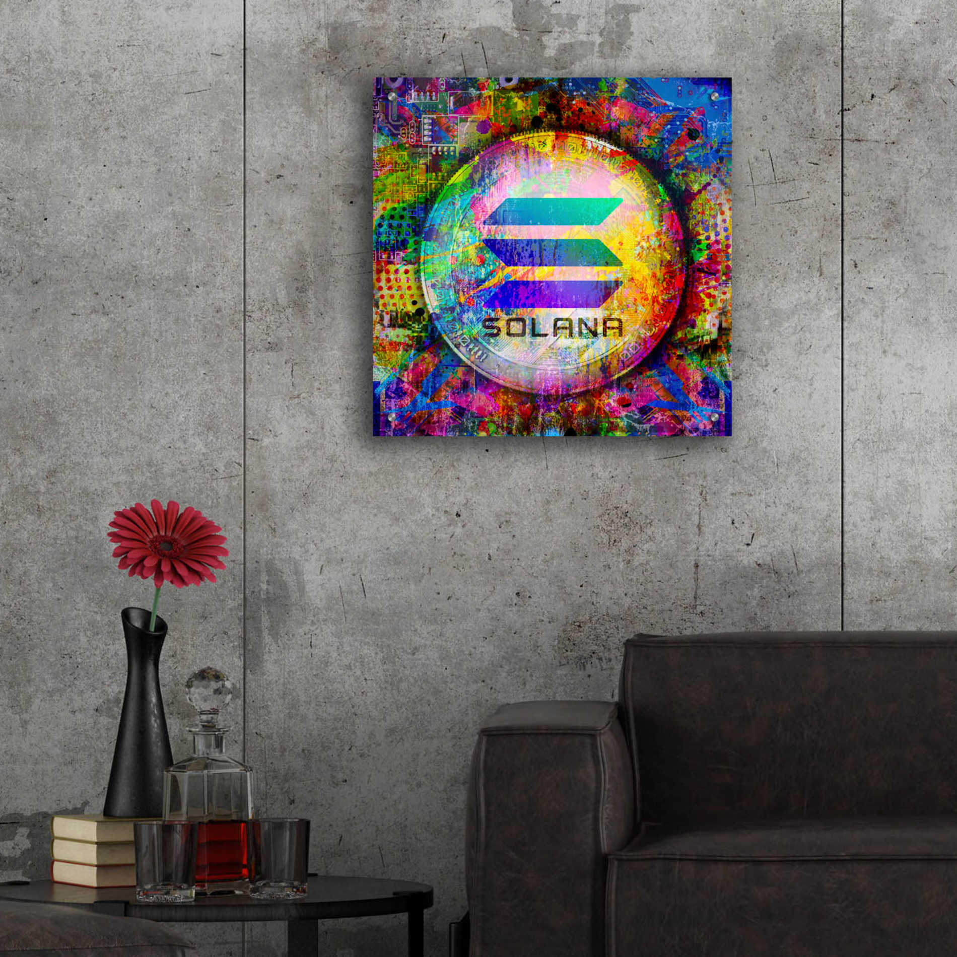 Epic Art 'SOL Solana Crypto,' Acrylic Glass Wall Art,24x24