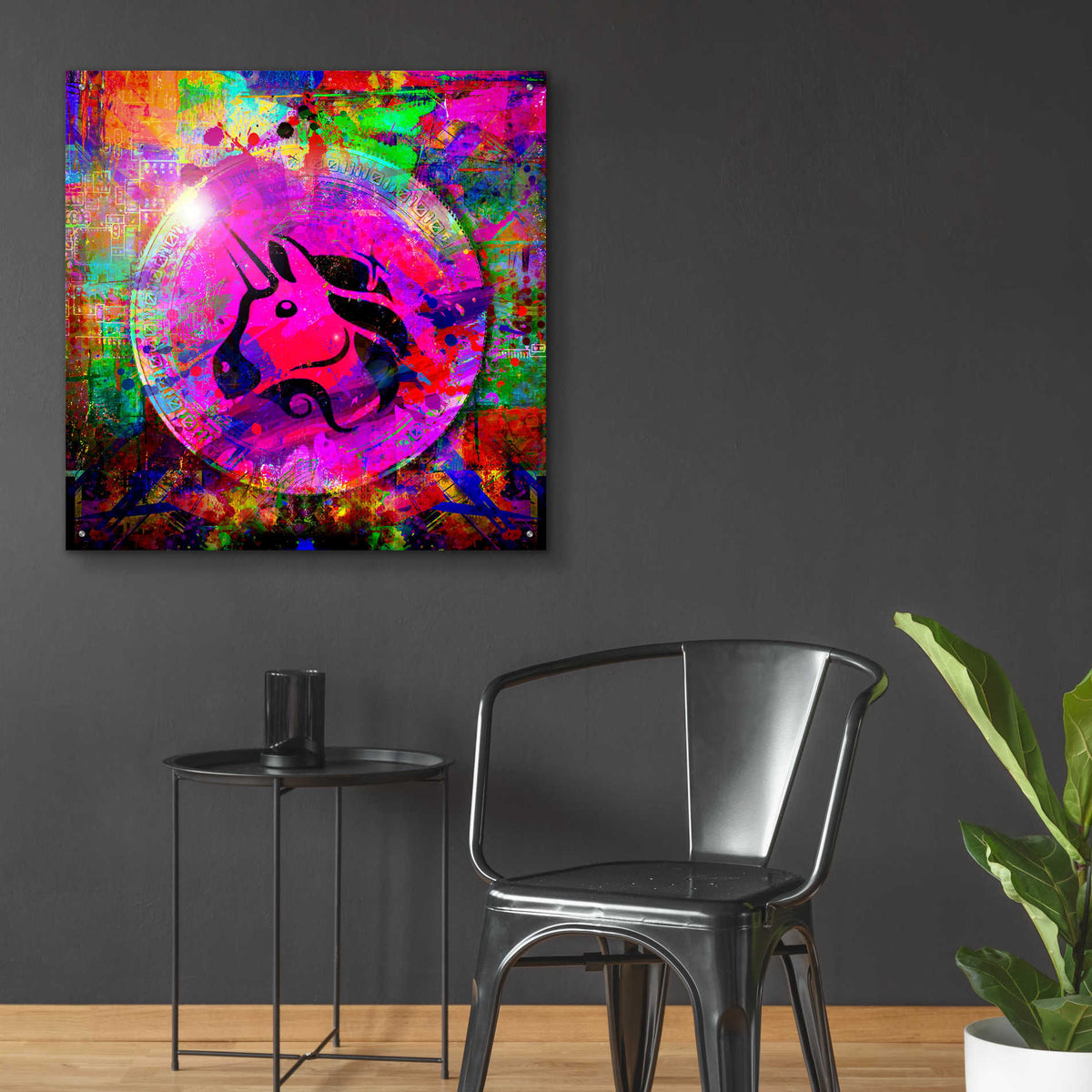 Epic Art 'UNI Uniswap Crypto,' Acrylic Glass Wall Art,36x36