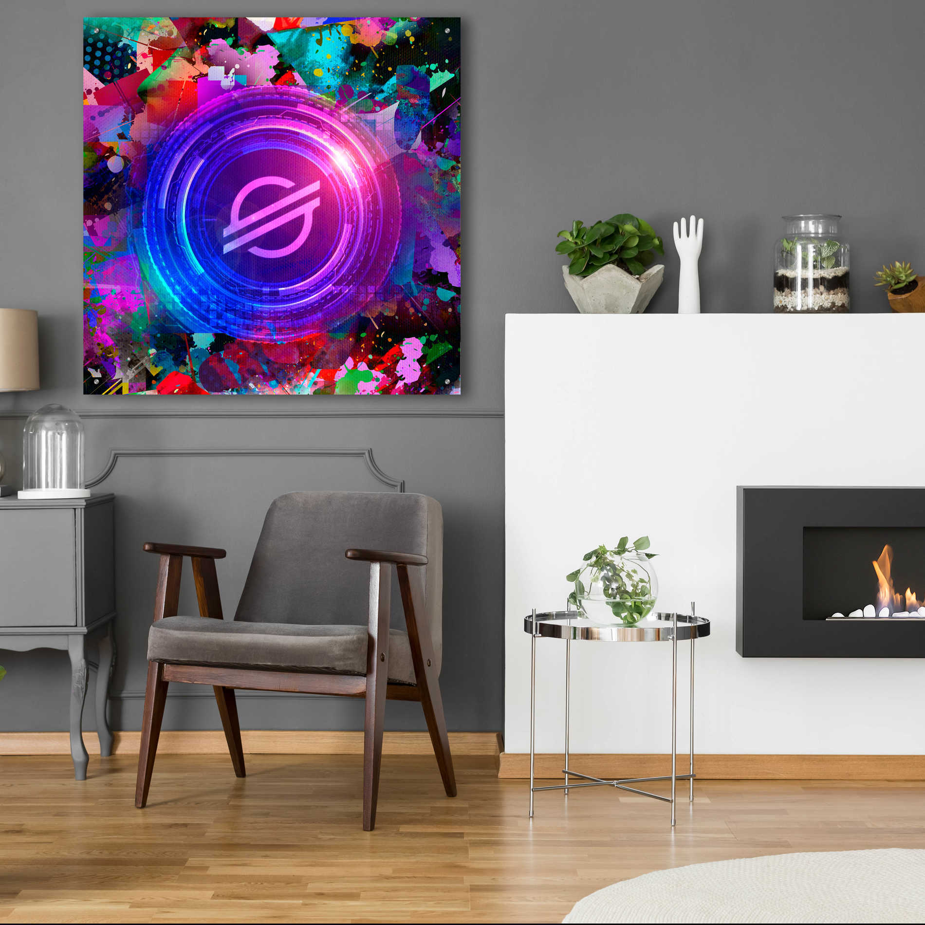 Epic Art 'XLM Stellar Crypto,' Acrylic Glass Wall Art,36x36