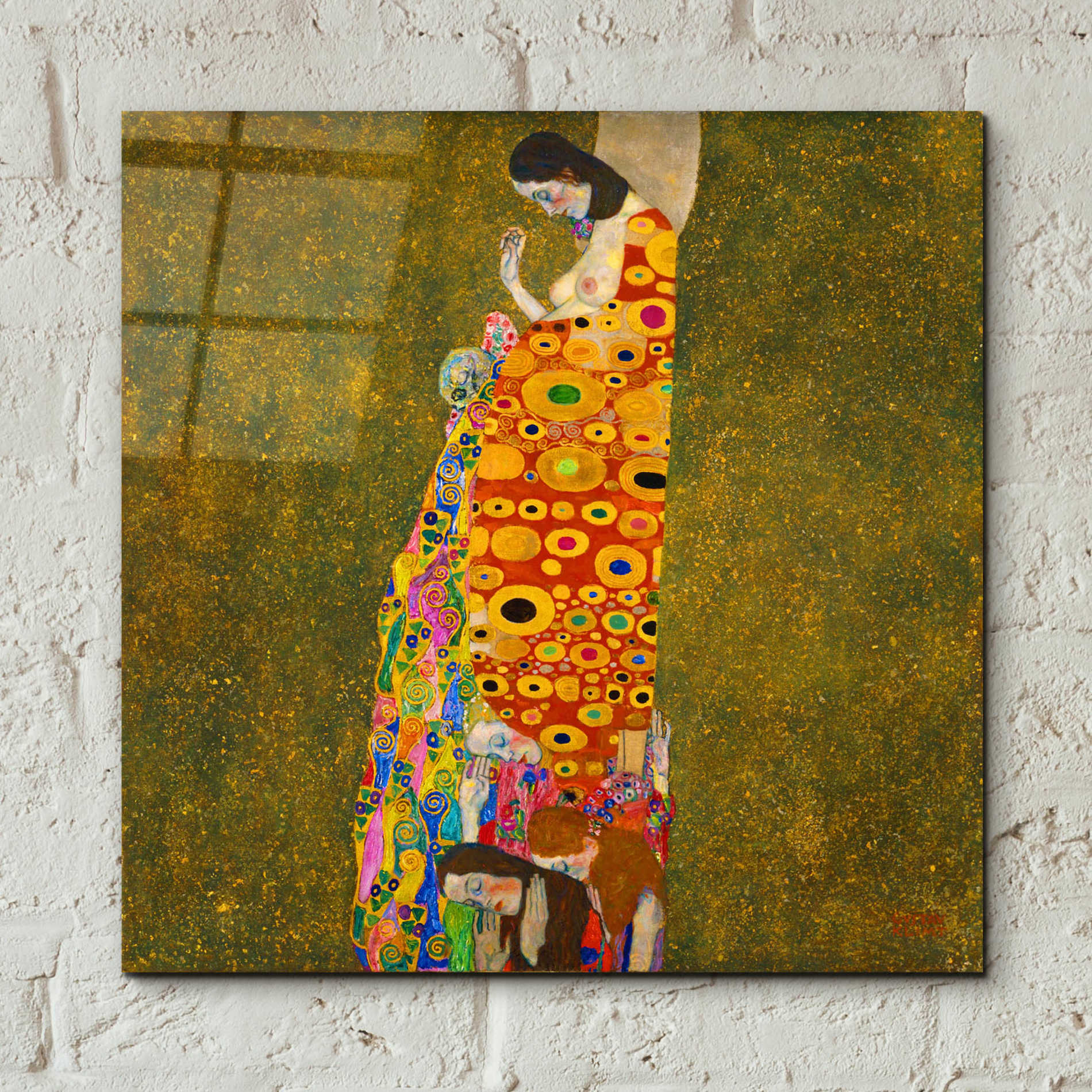 Epic Art 'Hope II' by Gustav Klimt, Acrylic Glass Wall Art,12x12