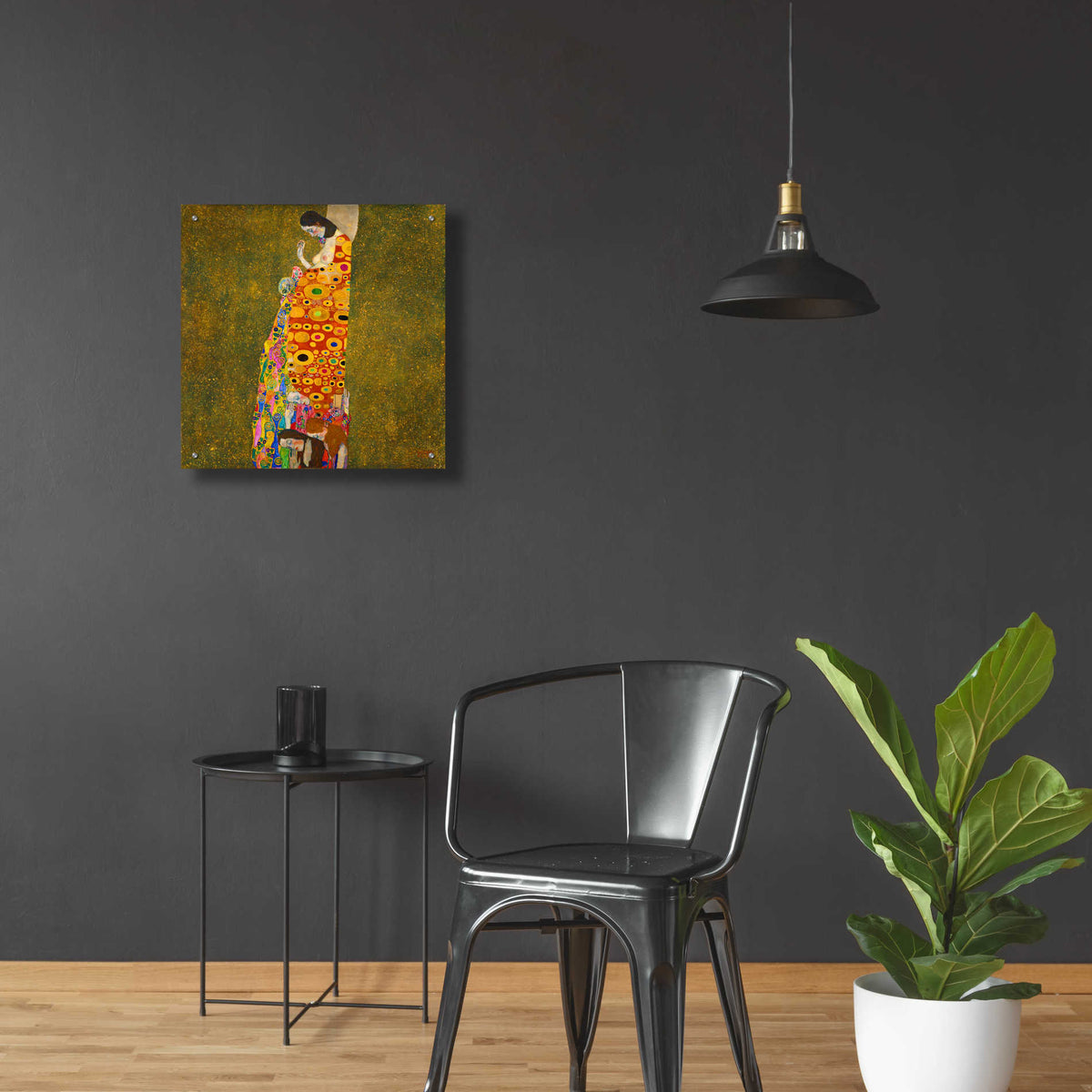 Epic Art 'Hope II' by Gustav Klimt, Acrylic Glass Wall Art,24x24