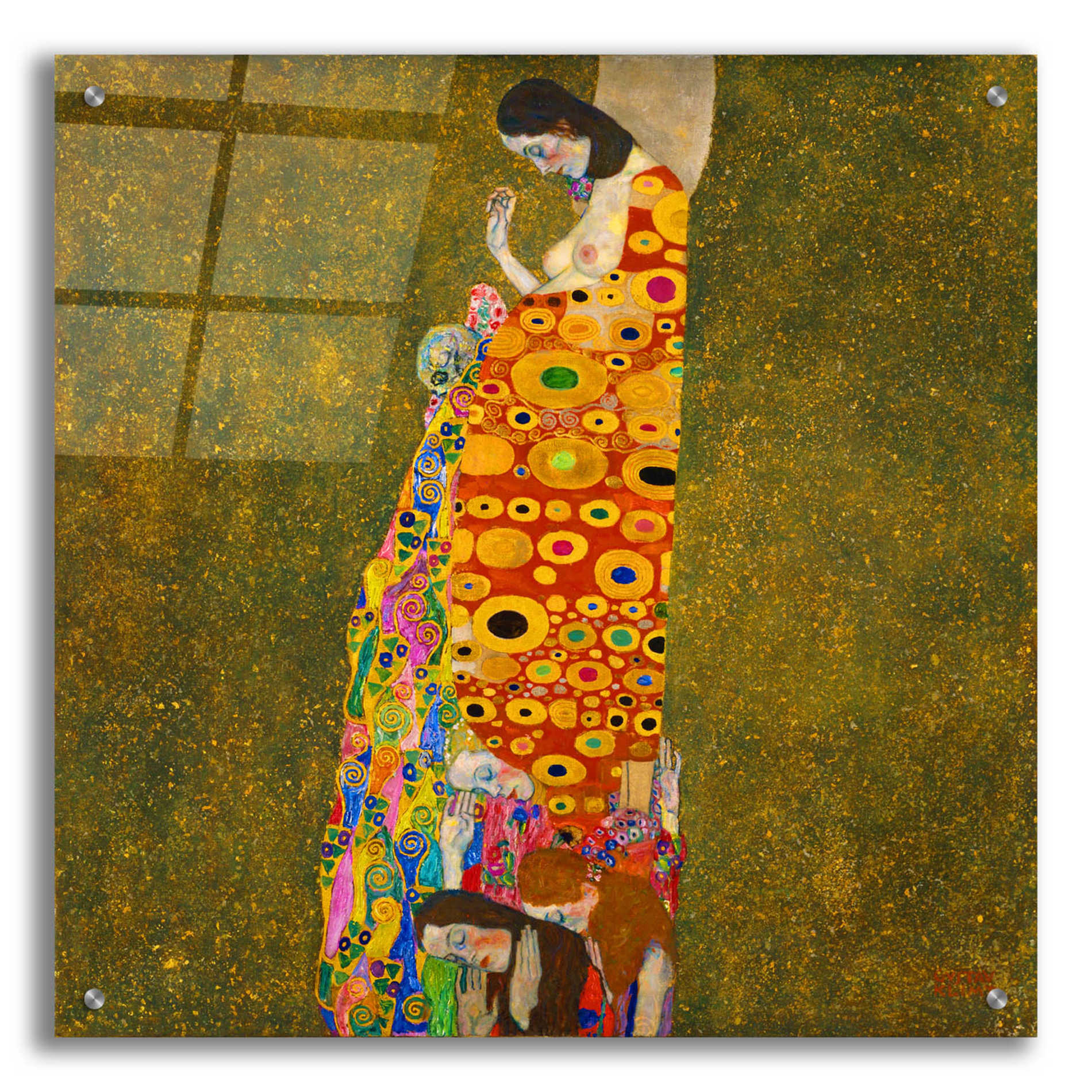 Epic Art 'Hope II' by Gustav Klimt, Acrylic Glass Wall Art,24x24