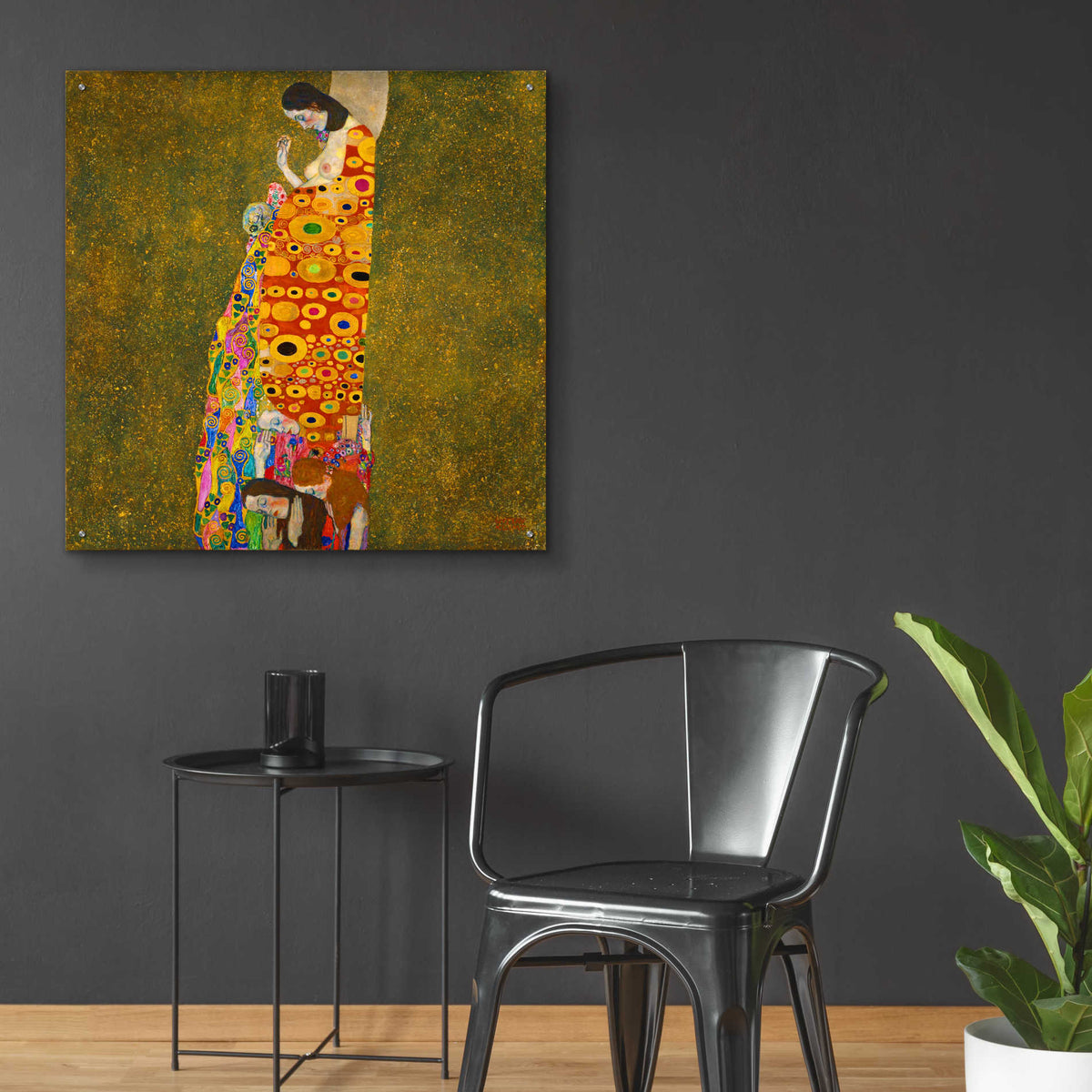 Epic Art 'Hope II' by Gustav Klimt, Acrylic Glass Wall Art,36x36