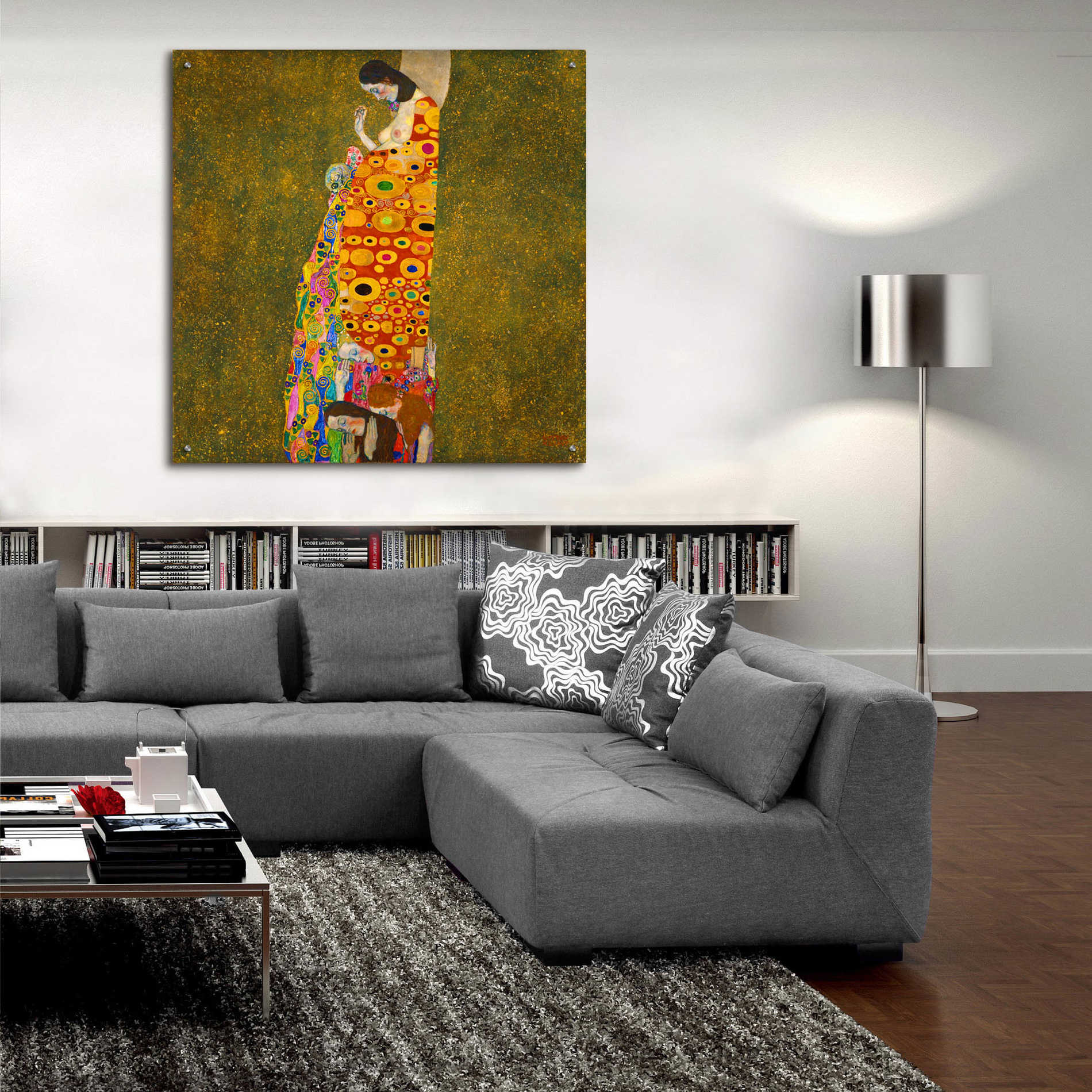 Epic Art 'Hope II' by Gustav Klimt, Acrylic Glass Wall Art,36x36