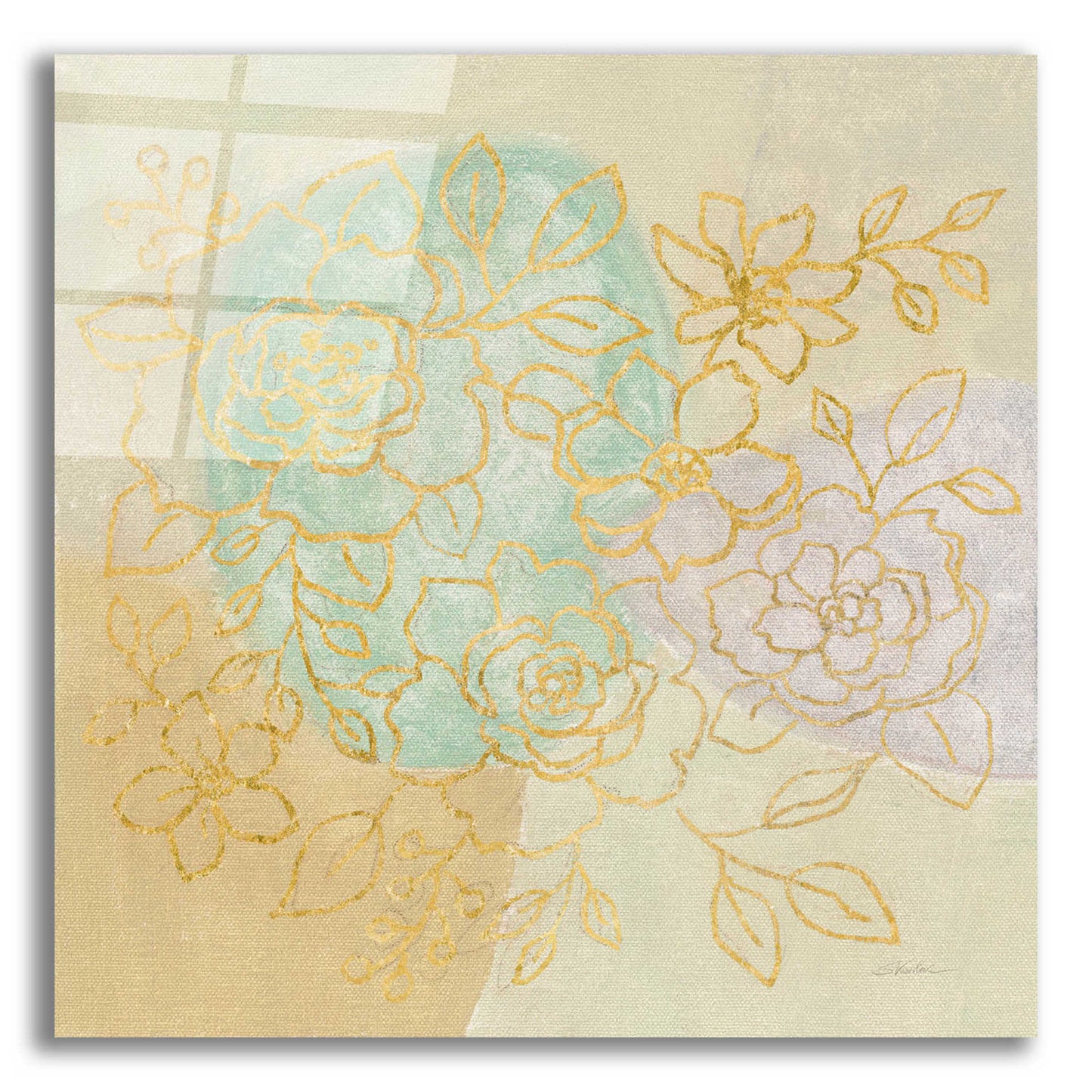 Epic Art 'Mid Mod Sophisticated Floral I' by Silvia Vassileva, Acrylic Glass Wall Art,12x12