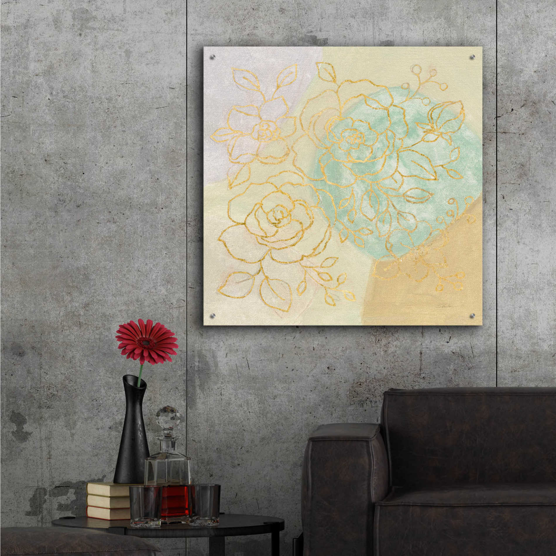 Epic Art 'Mid Mod Sophisticated Floral II' by Silvia Vassileva, Acrylic Glass Wall Art,36x36