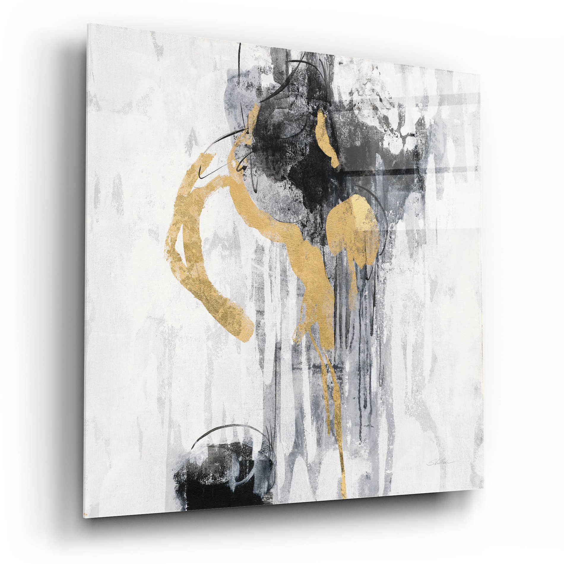 Epic Art 'Golden Rain I' by Silvia Vassileva, Acrylic Glass Wall Art,12x12