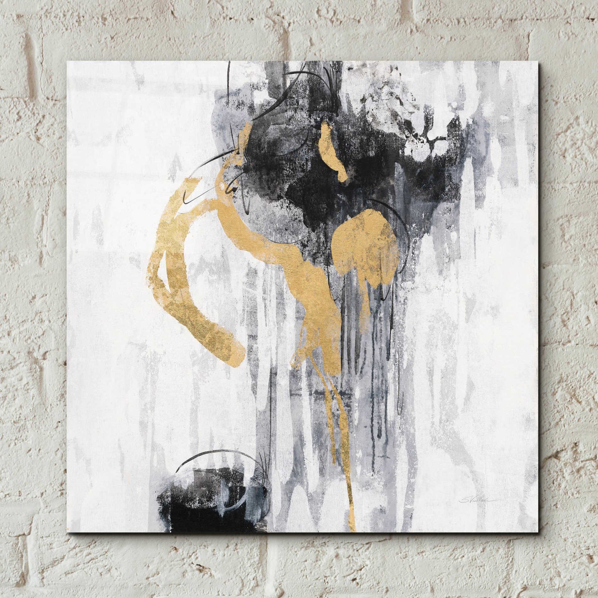 Epic Art 'Golden Rain I' by Silvia Vassileva, Acrylic Glass Wall Art,12x12