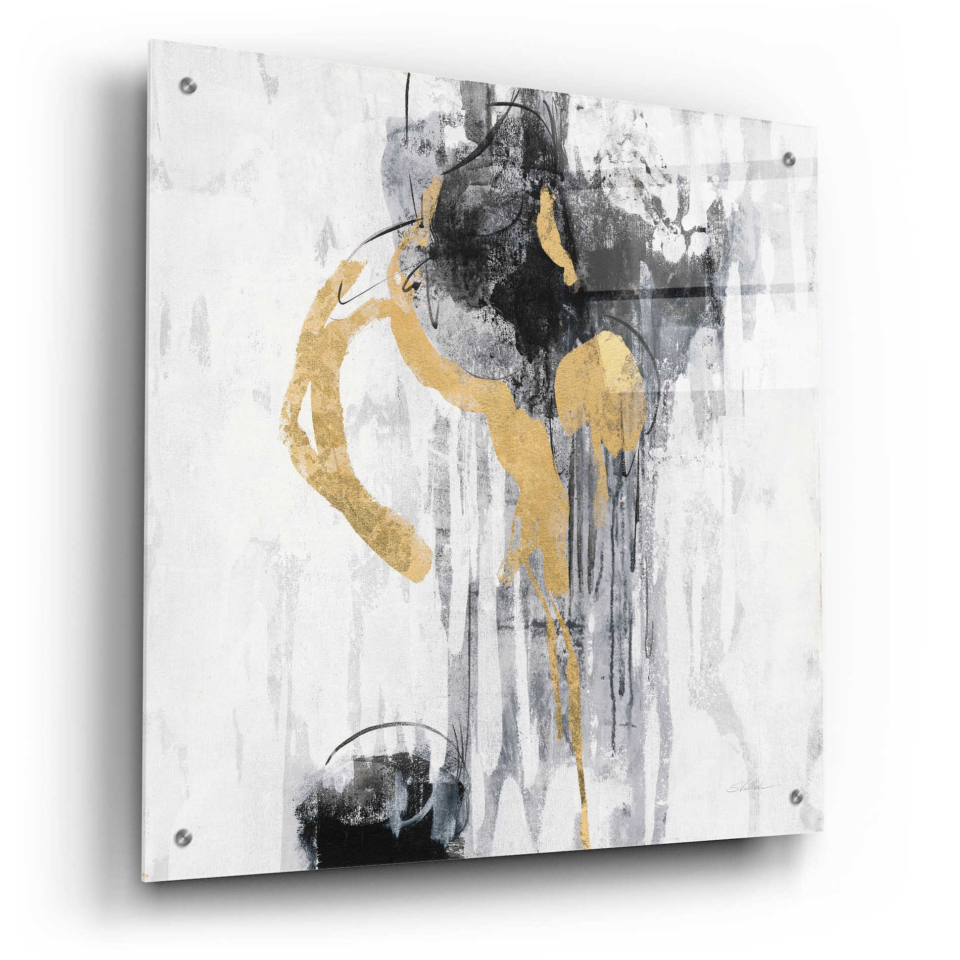 Epic Art 'Golden Rain I' by Silvia Vassileva, Acrylic Glass Wall Art,24x24